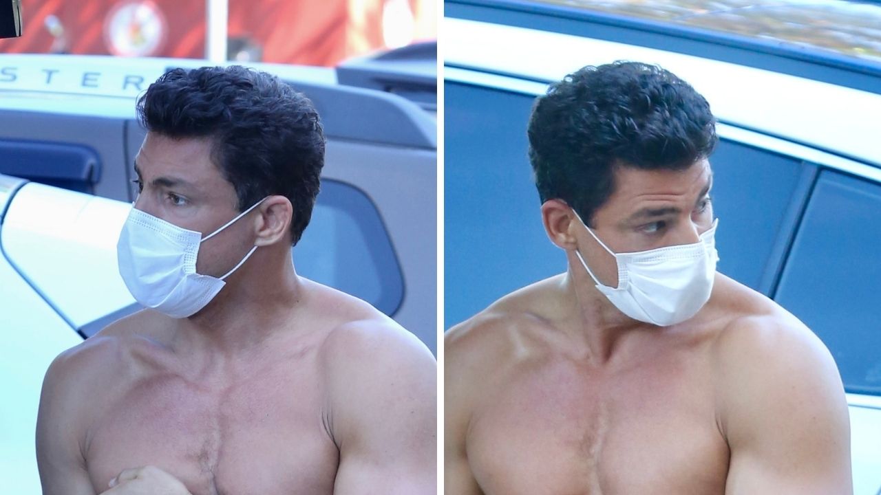 Que saúde! Aos 41 anos, Cauã Reymond deixa a praia sem camisa e corpão musculoso rouba a cena
