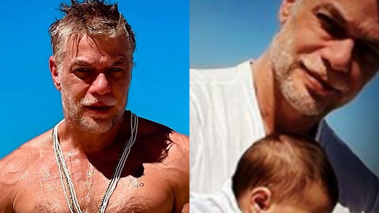 Fábio Assunção apresenta a filha de três meses ao mar e publica fotos raríssimas da bebê: “Família abençoada”