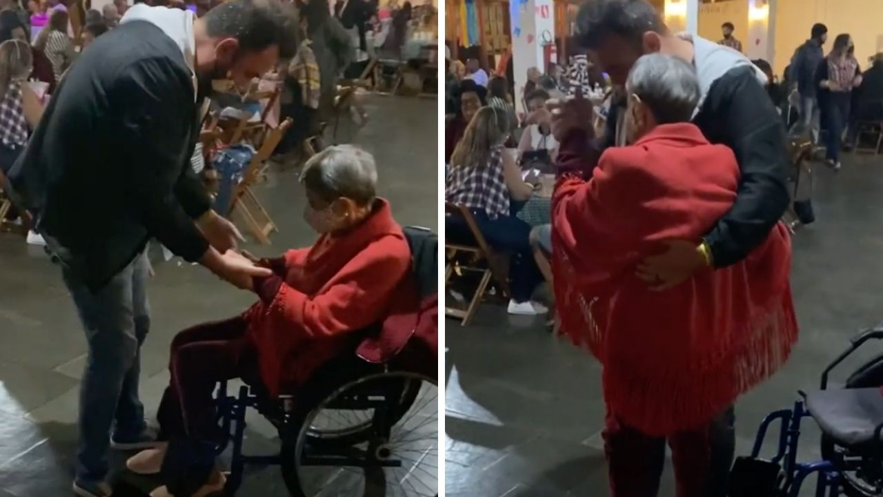 Fábio Ramalho dança com a mãe que levanta da cadeira de rodas em momento comovente: “Eu disse vamos”