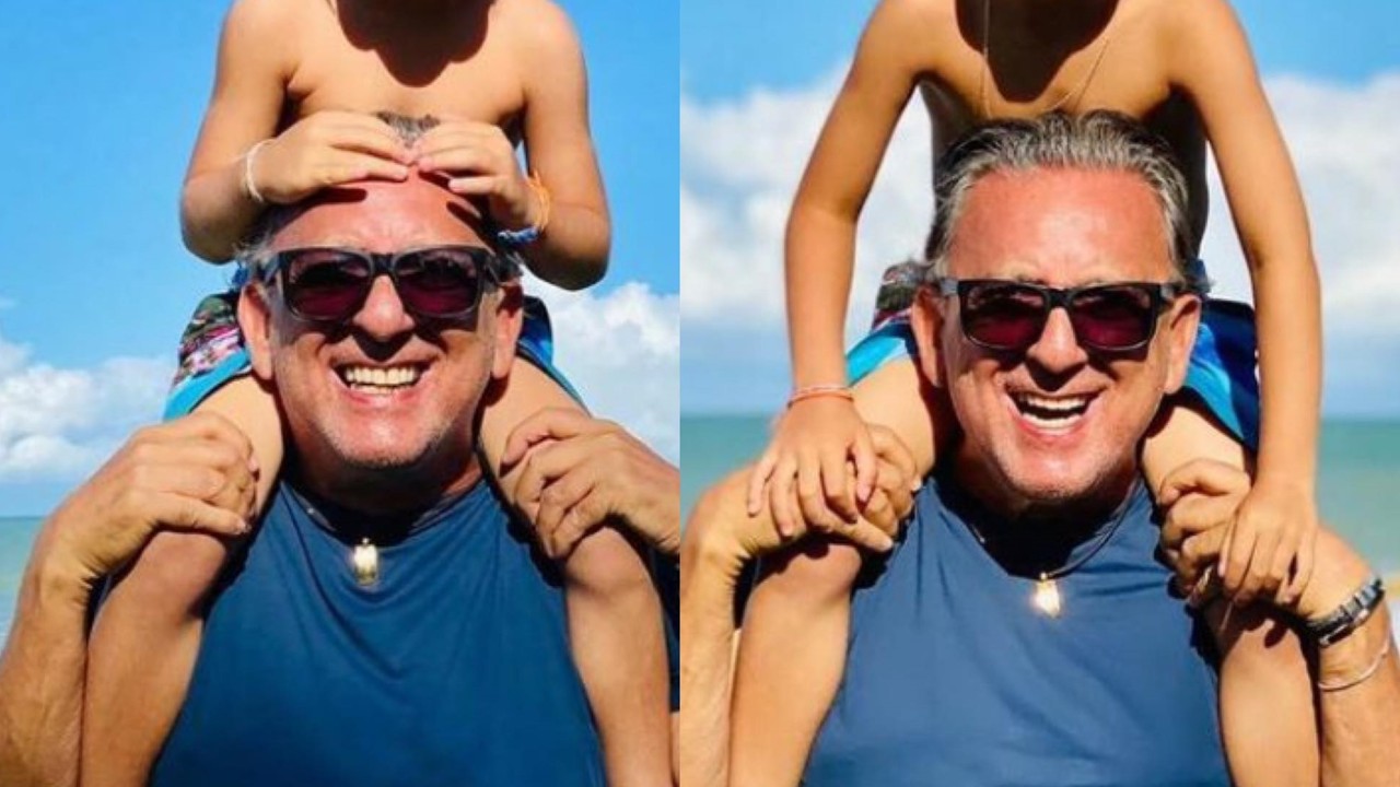 Em momento raro, Galvão Bueno aparece com os netos gêmeos e celebra aniversários: “Vovô ama muito”