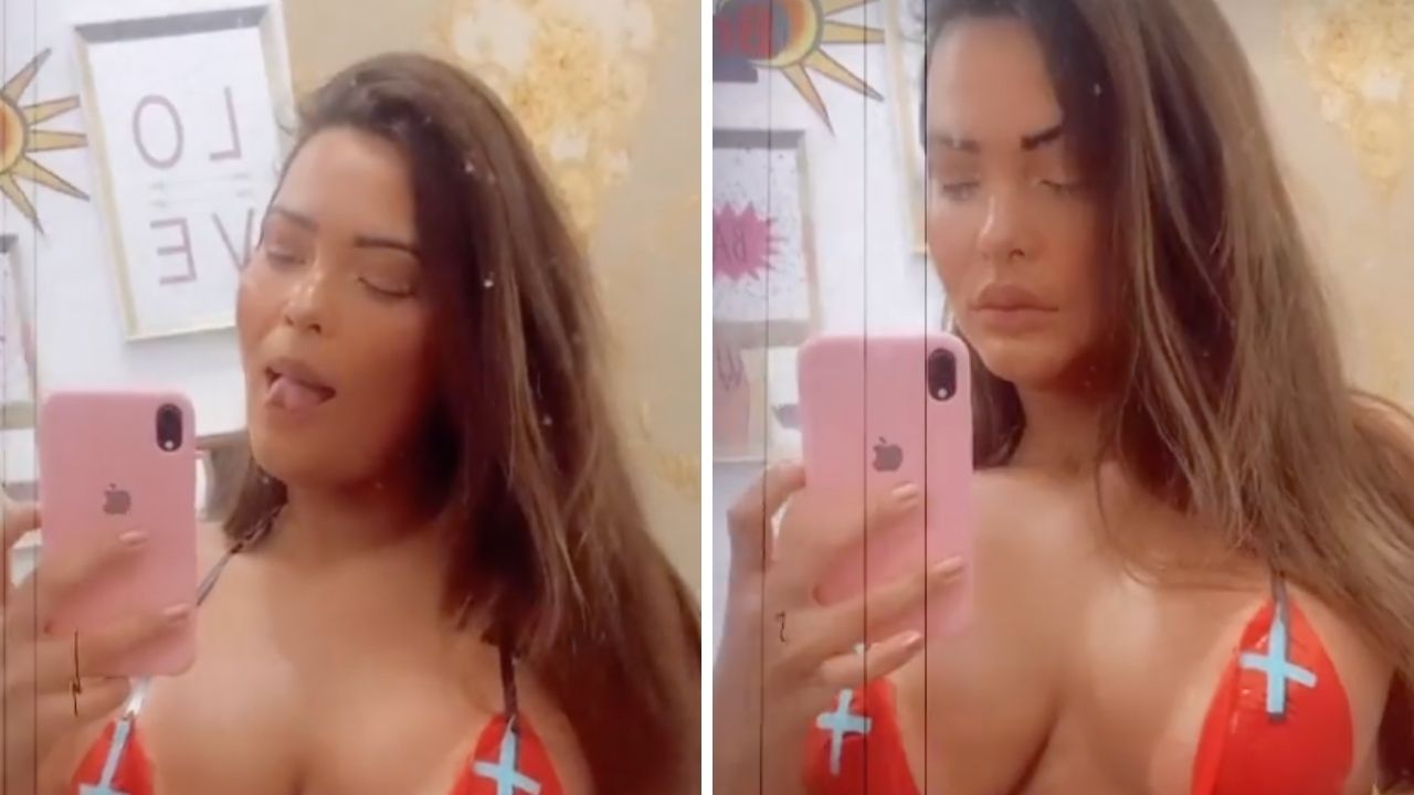 Ousada, Geisy Arruda posa de biquíni de fita ao fazer bronzeamento artificial: “Que escândalo”
