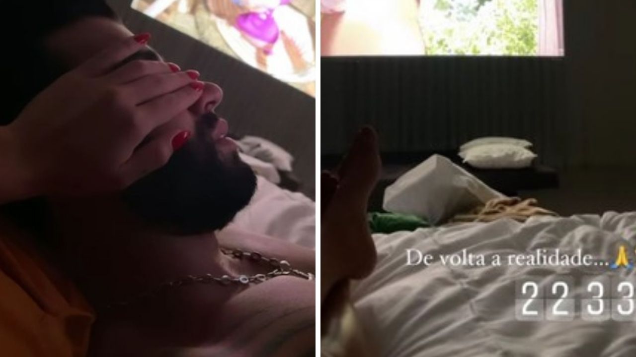 Gusttavo Lima volta ao Brasil e é recebido por Andressa Suita na cama: “De volta a realidade”