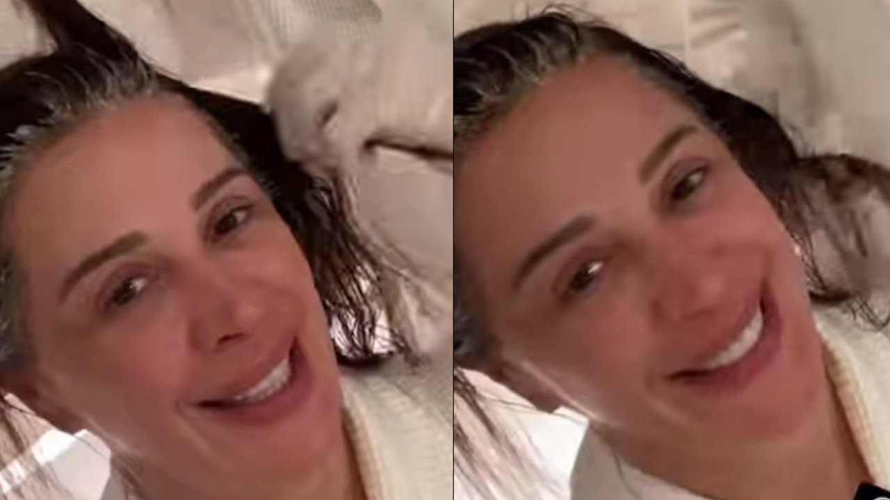 Em momento de intimidade, Jarbas Homem de Mello aparece pintando o cabelo de Claudia Raia: “Marido faz tudo”