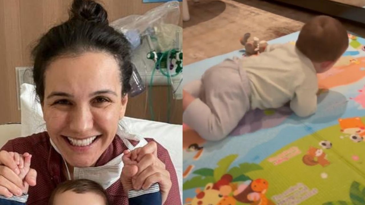 Kyra Gracie derrete seguidores ao mostrar filho caçula, Rayan, começando a engatinhar: “Campeão”