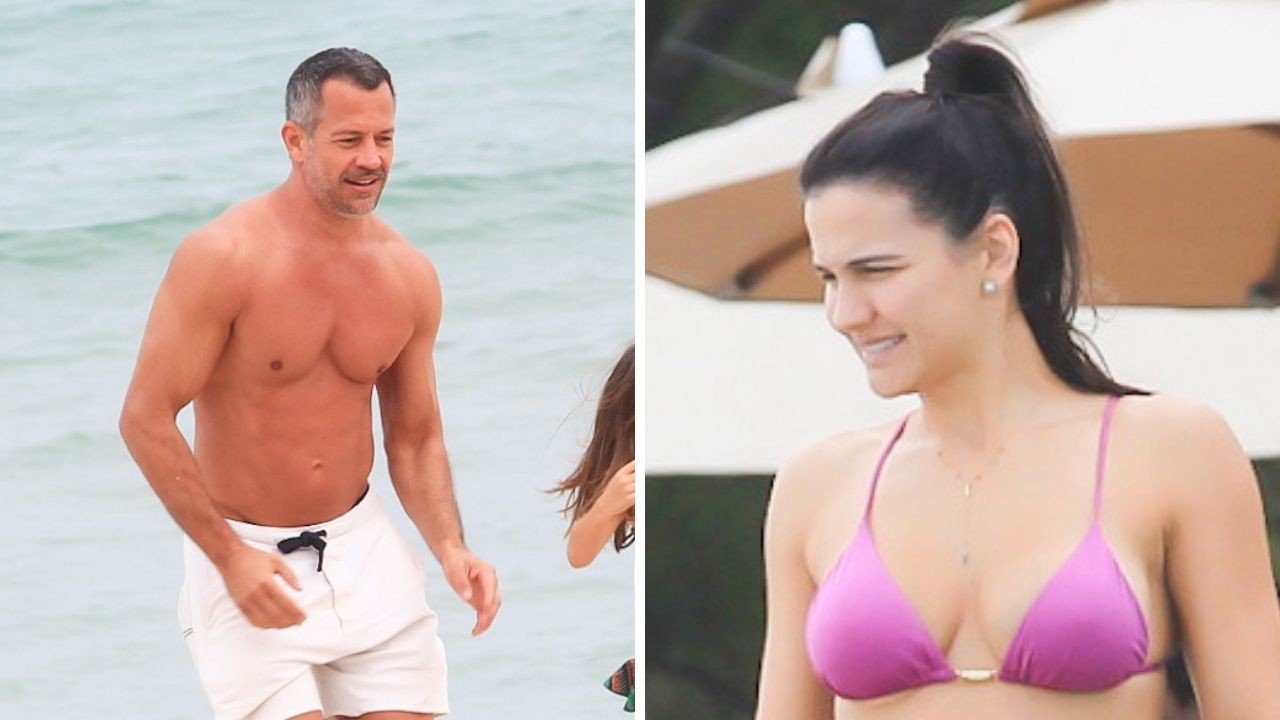 Que lindos! Malvino Salvador vai à praia com a esposa e as filhas e beleza da família chama a atenção