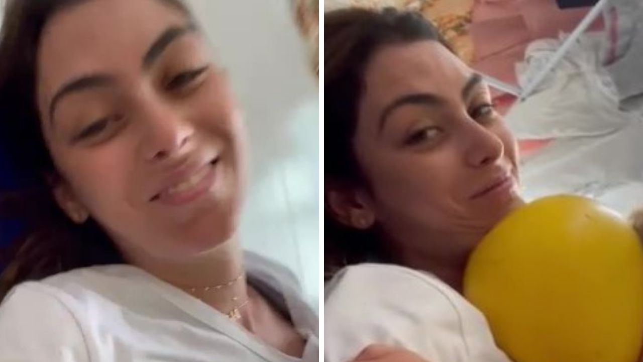 Mariana Uhlmann mostra rotina agitada ao malhar enquanto cuida do filho de um ano: “Treino concluído”
