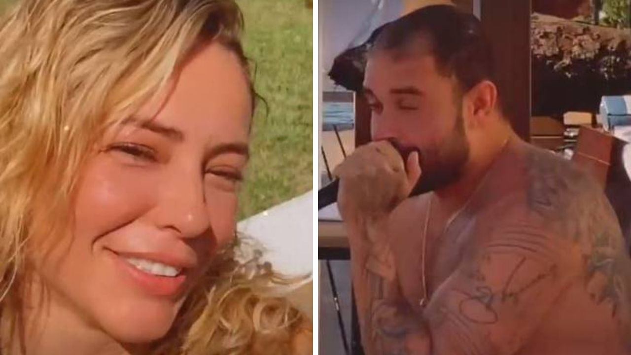 De sunga, Diogo Nogueira faz show particular para Paolla Oliveira em churrasco com amigos; veja fotos