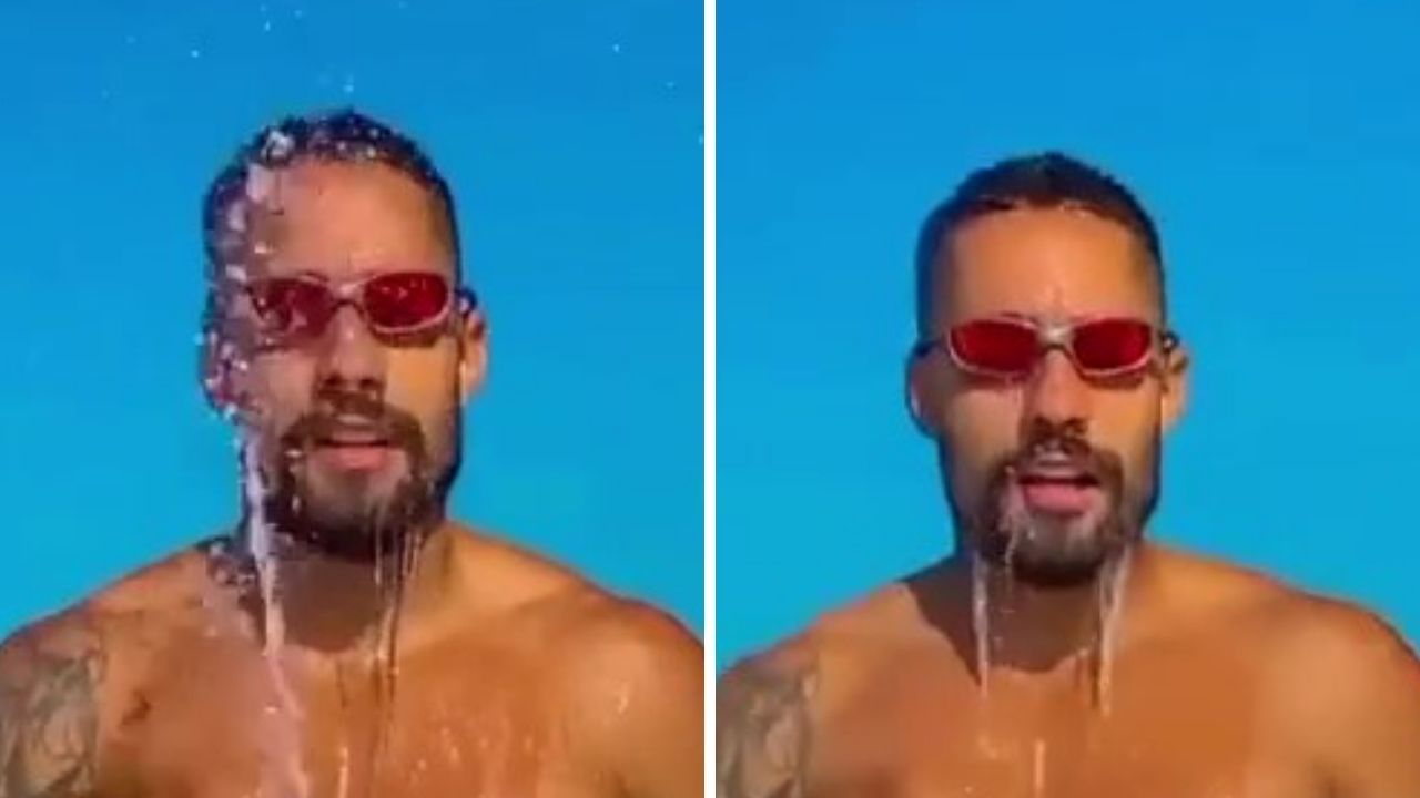 Ex-BBB Bil Araújo sensualiza usando sunga branca e exibe corpão musculoso todo molhado: “Chama o bombeiro”