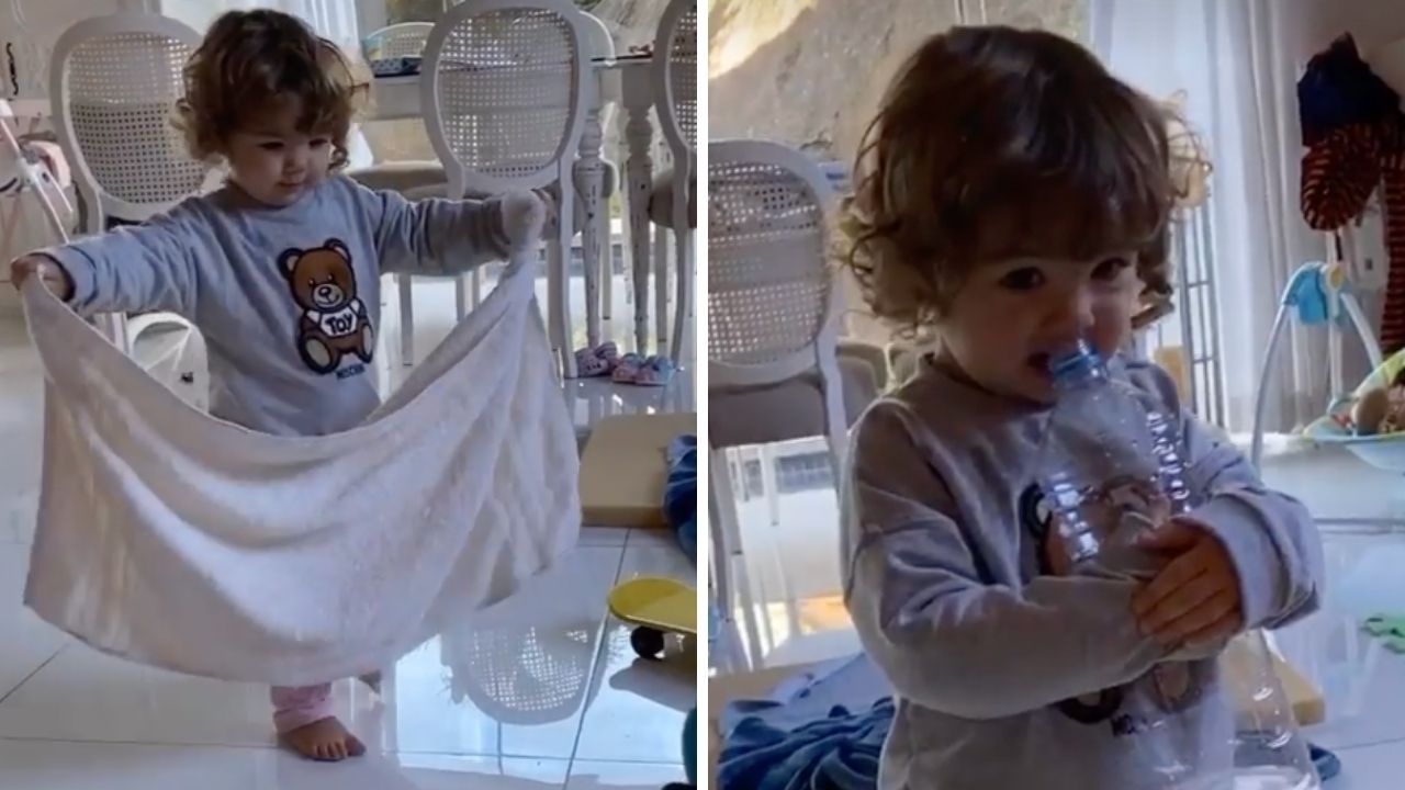 Filha de Tatá Werneck limpa a própria bagunça ao levar bronca da mãe: “É o correto a se fazer?”