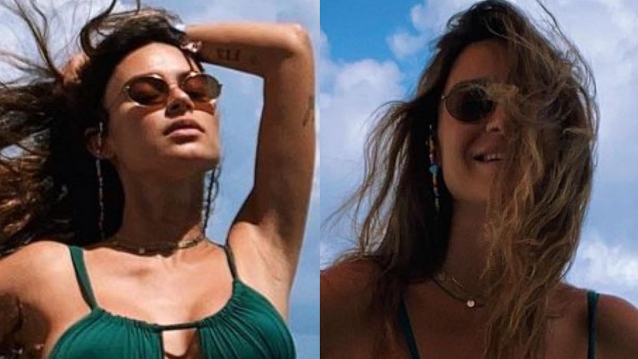 De biquíni, Thaila Ayala aproveita para ostentar suas curvas da gestação momentos antes de furacão: “Está chegando”