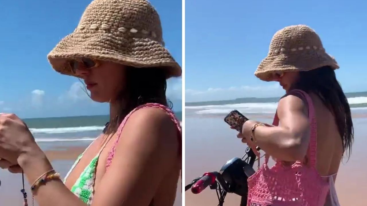 Usando microshortinho, Isis Valverde empina o bumbum e rebola na bicicleta: “Espetáculo de mulher”
