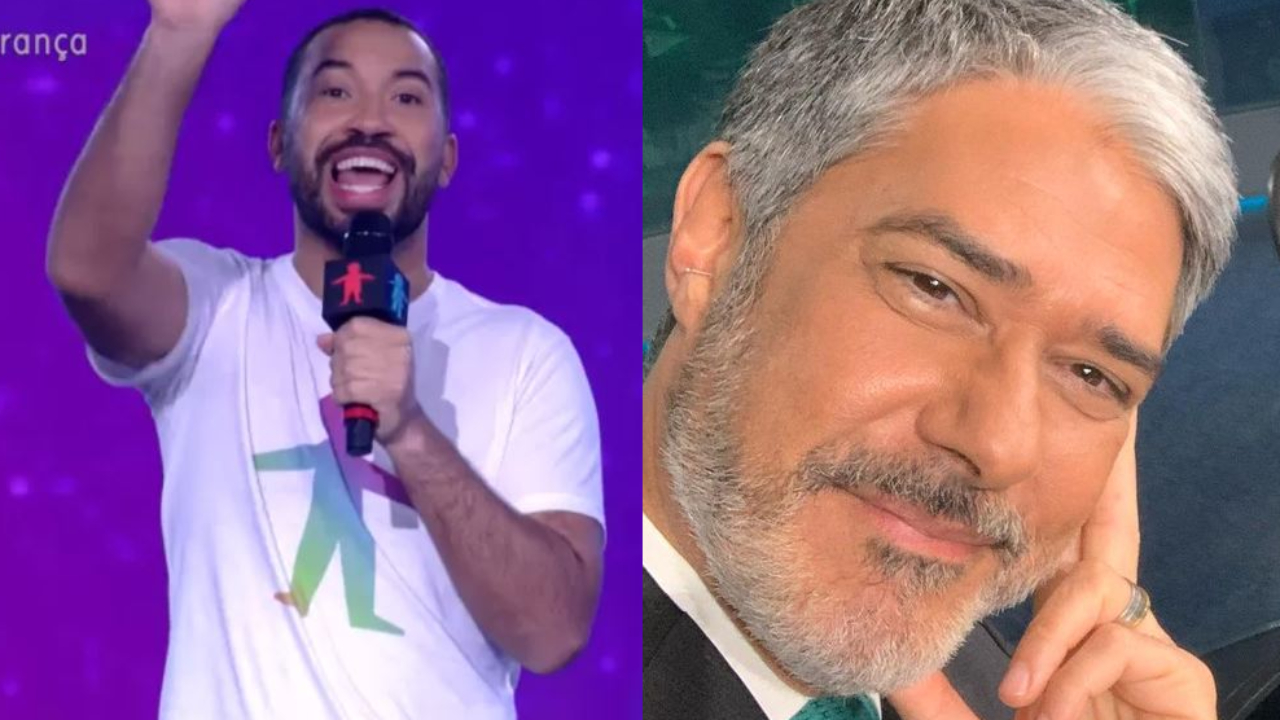 Ex-BBB Gil do Vigor quebra protocolo e manda recado ao vivo para William Bonner: “Eu te amo!”