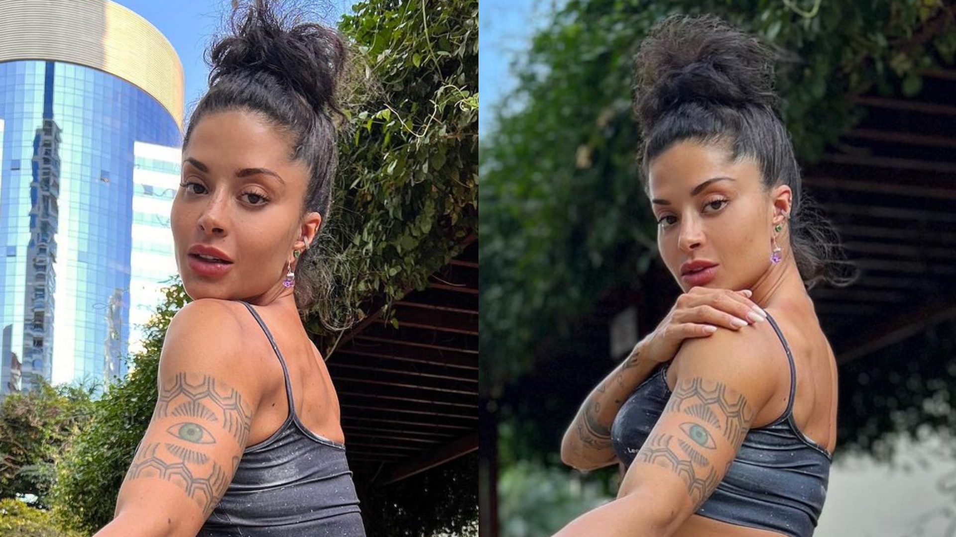 De costas, Aline Campos abaixa com legging coladinha e realça bumbum GG: “Deusa”