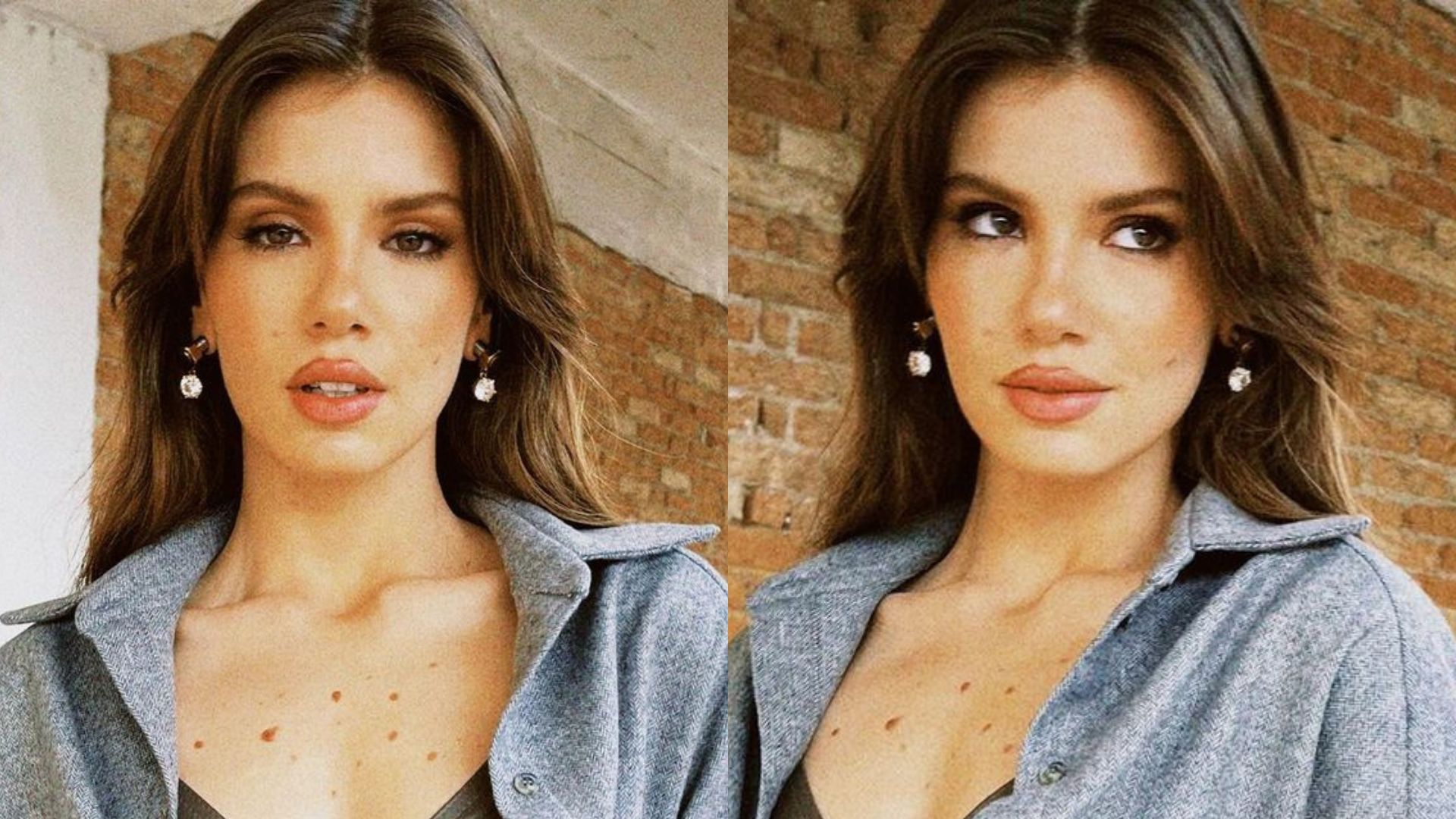 Camila Queiroz deixa blusa aberta e mostra sutiã em look despojado: “Que poder”