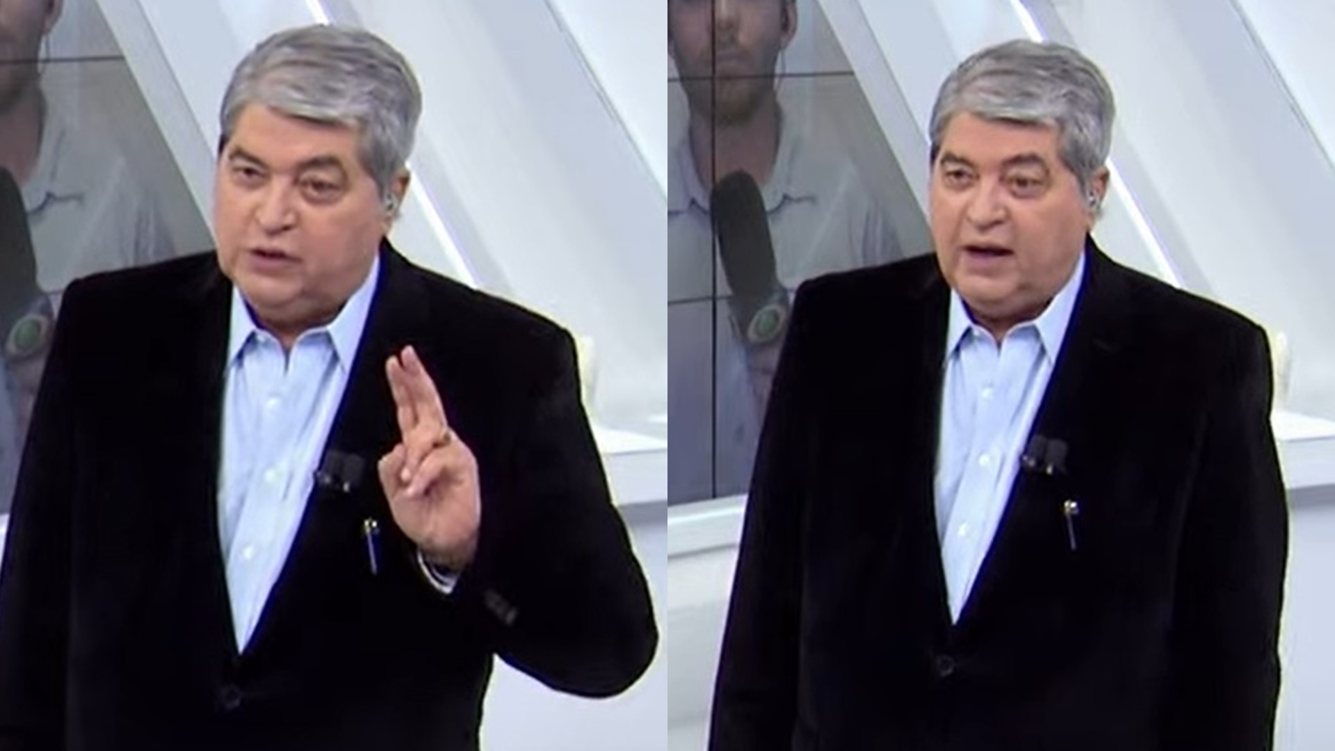 Datena flagra repórter mexendo no celular ao vivo e explode em bronca: “Suspensão”