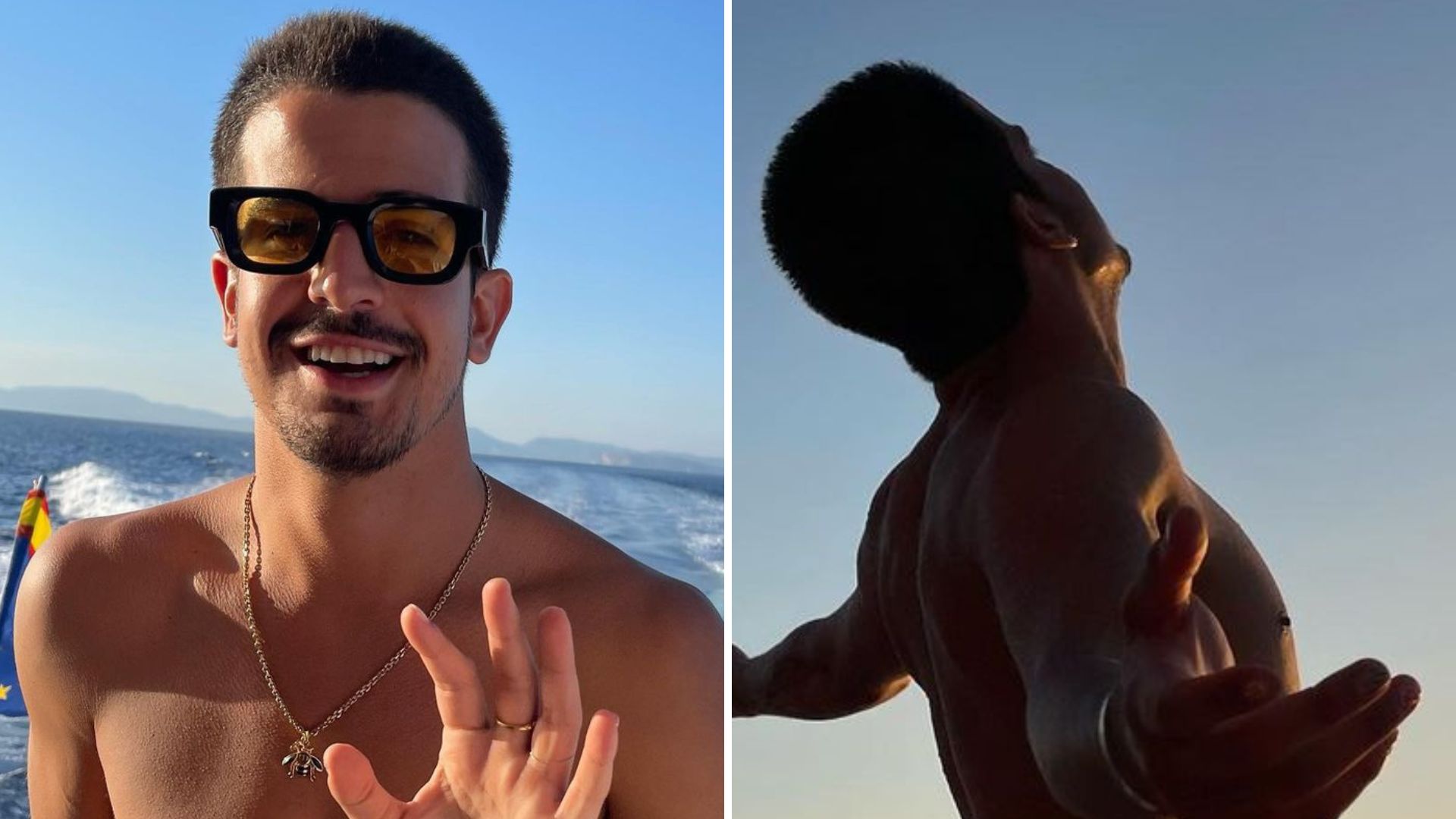 Sem camisa, Enzo Celulari exibe físico definido em passeio de barco na Espanha: “Gato”