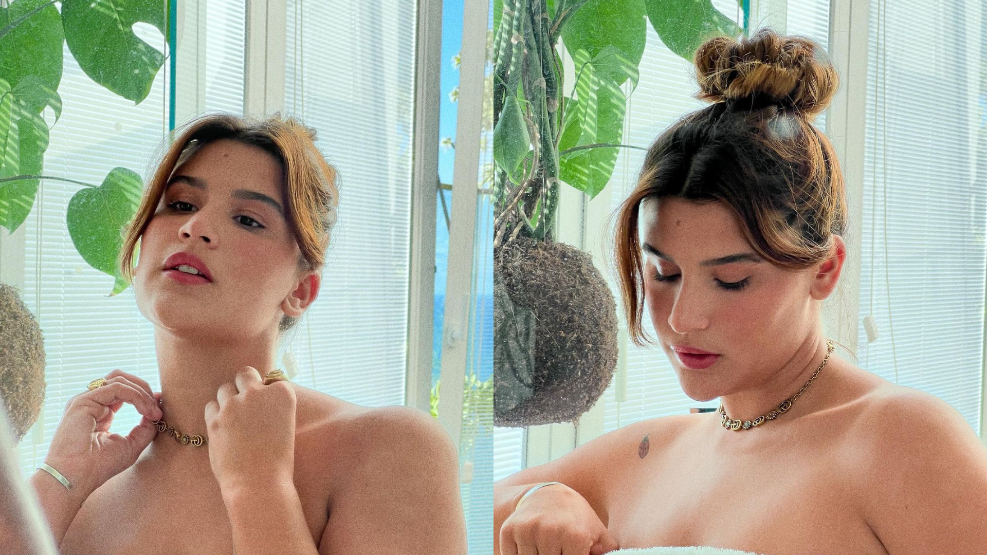 Sem nada por baixo, filha de Flávia Alessandra ameaça tirar toalha e provoca fãs