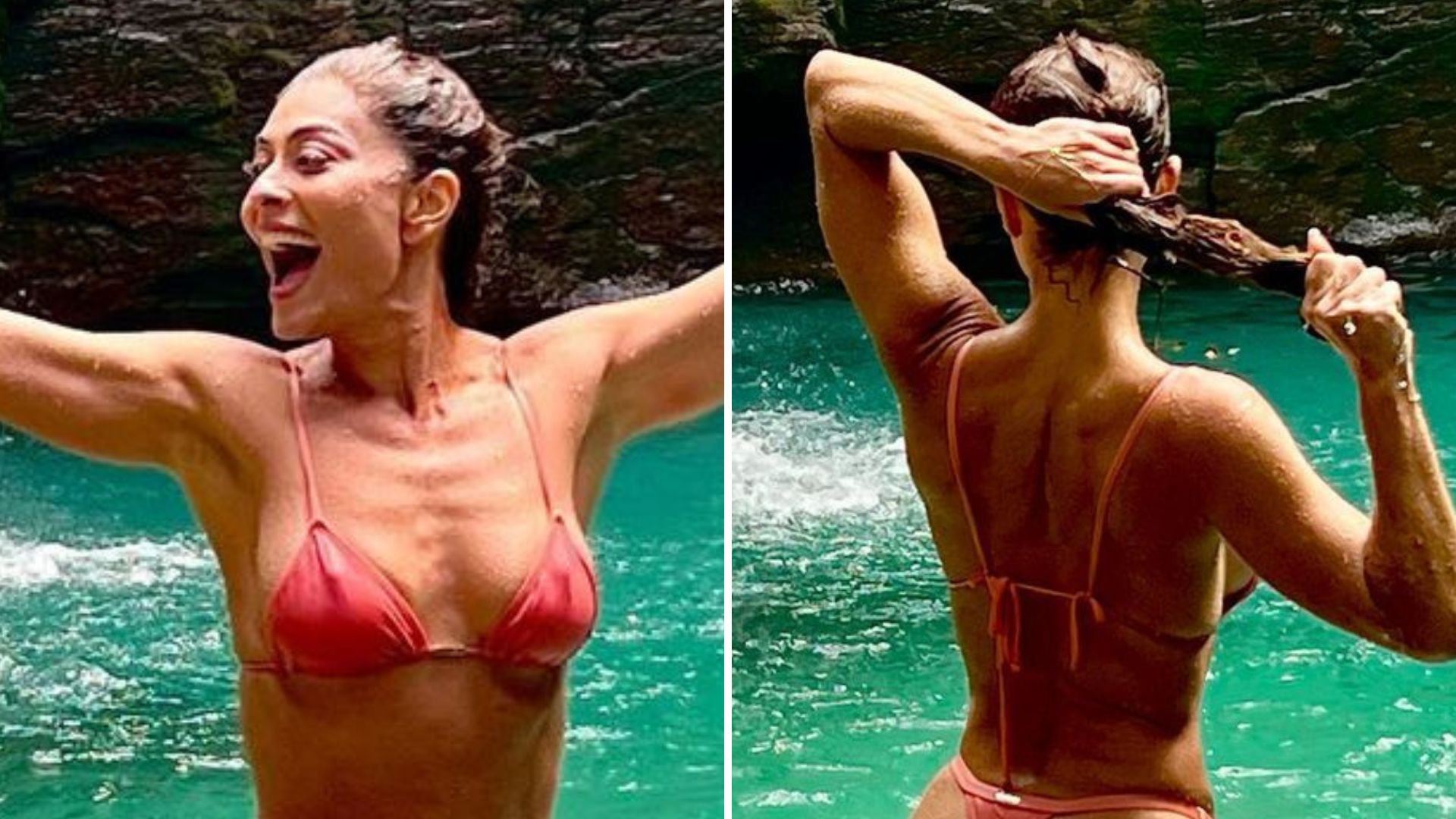 De fio-dental, Juliana Paes mostra bumbum lisinho após mergulho em cachoeira: “Deusa”