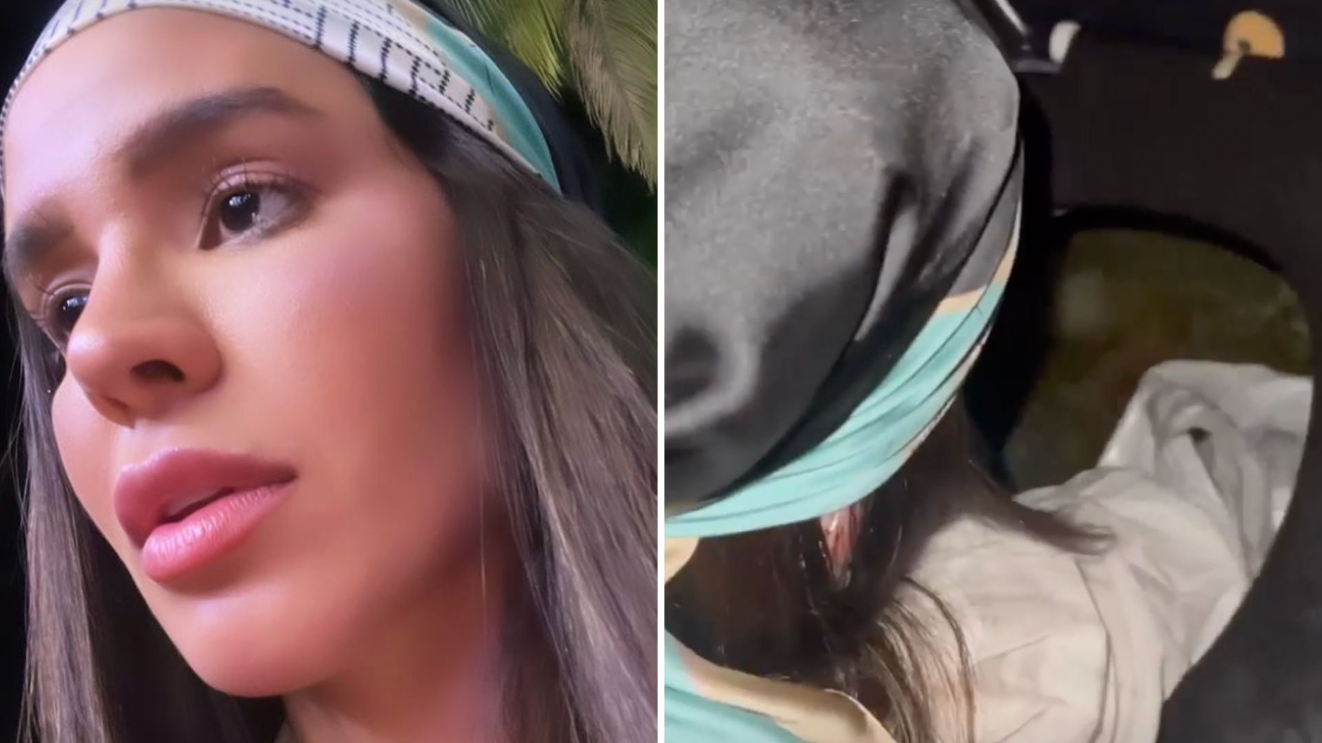 Gente? Ex-BBB Kerline enfia a mão em privada de banheiro químico para resgatar celular