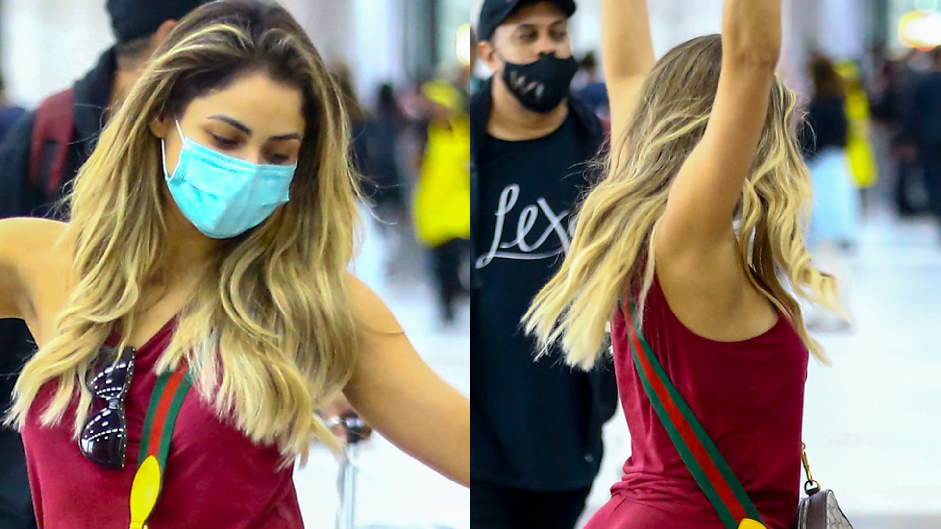 Lexa dança em pleno aeroporto e calça colada chama atenção para bumbum