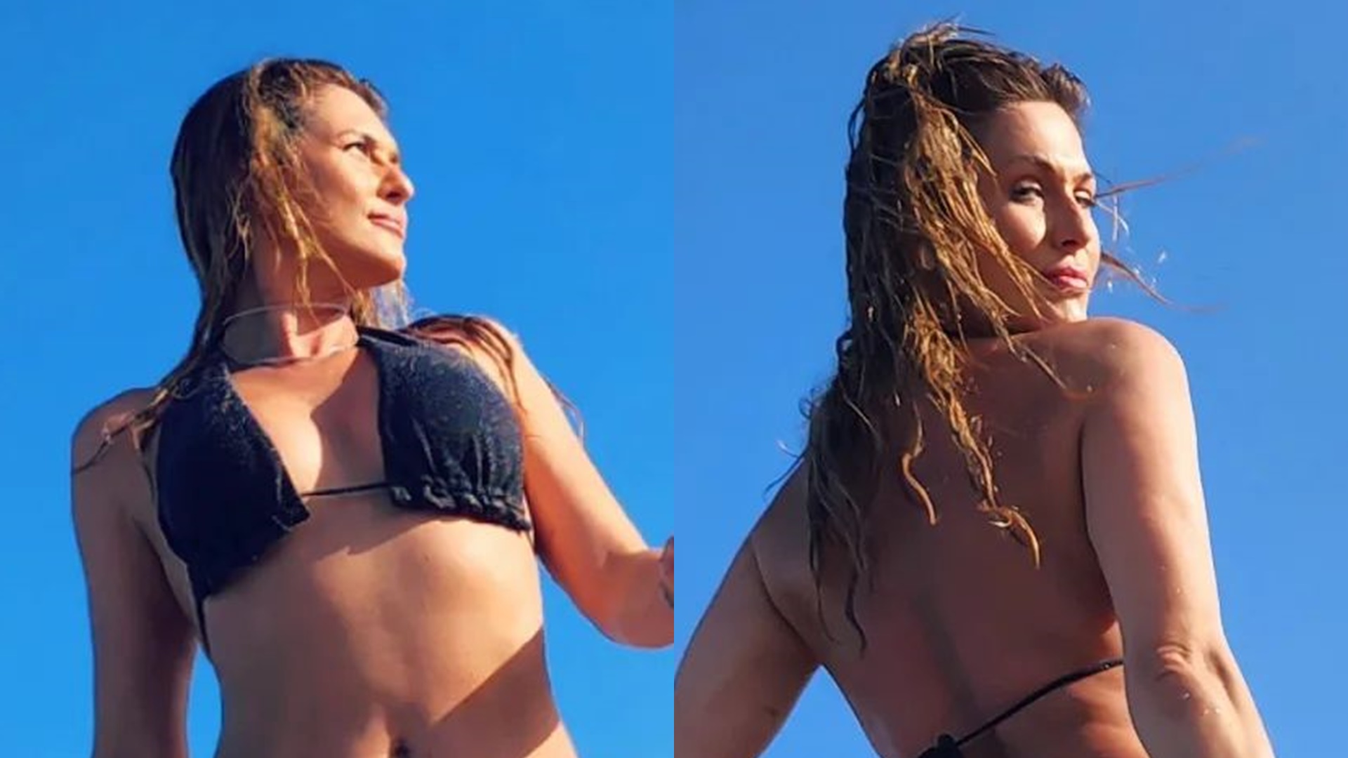 Lívia Andrade posa de biquíni, vira de costas e segura o bumbum durinho: “Espetáculo”