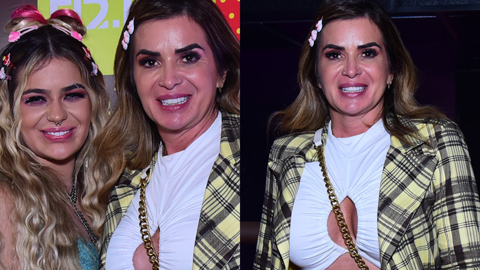 Aos 47 anos, mãe de Viih Tube exibe barriga sarada com top mínimo em festa