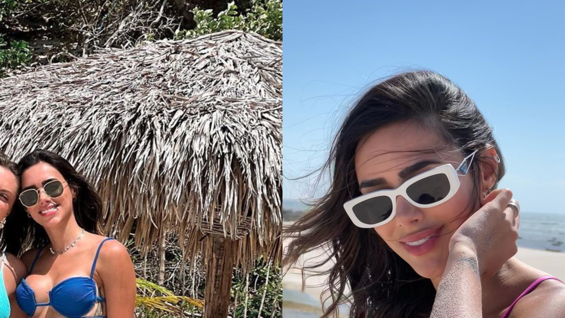 De biquíni mínimo, namorada de Neymar curte praia com amiga gata: “Que delícia”