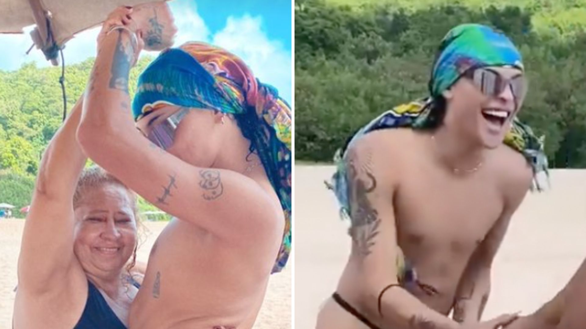 De topless e fio-dental, Pabllo Vittar dança com a mãe e exibe bumbum gigante