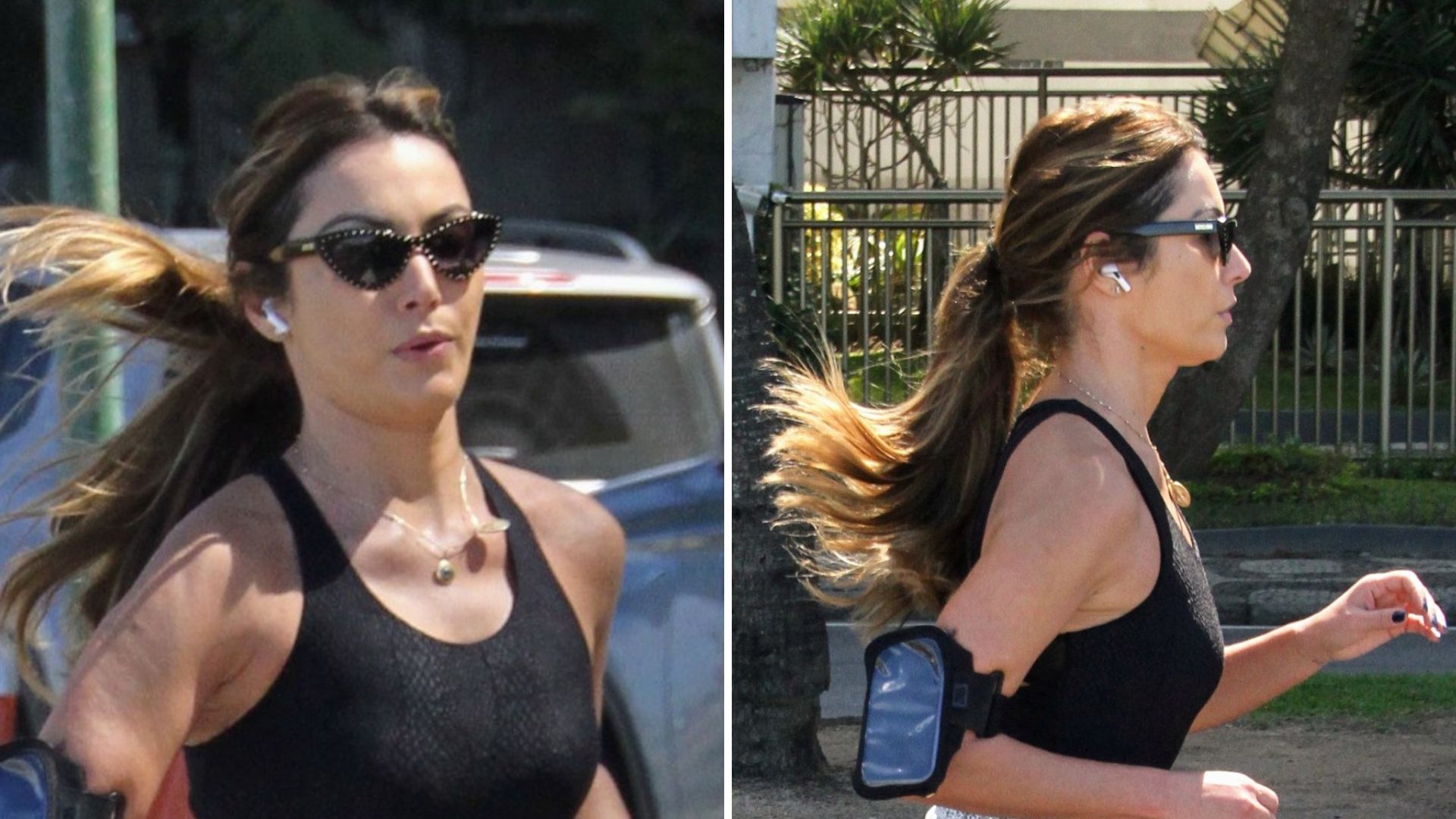 Ao natural, Patrícia Poeta é flagrada de top e legging exibindo corpaço aos 45 anos