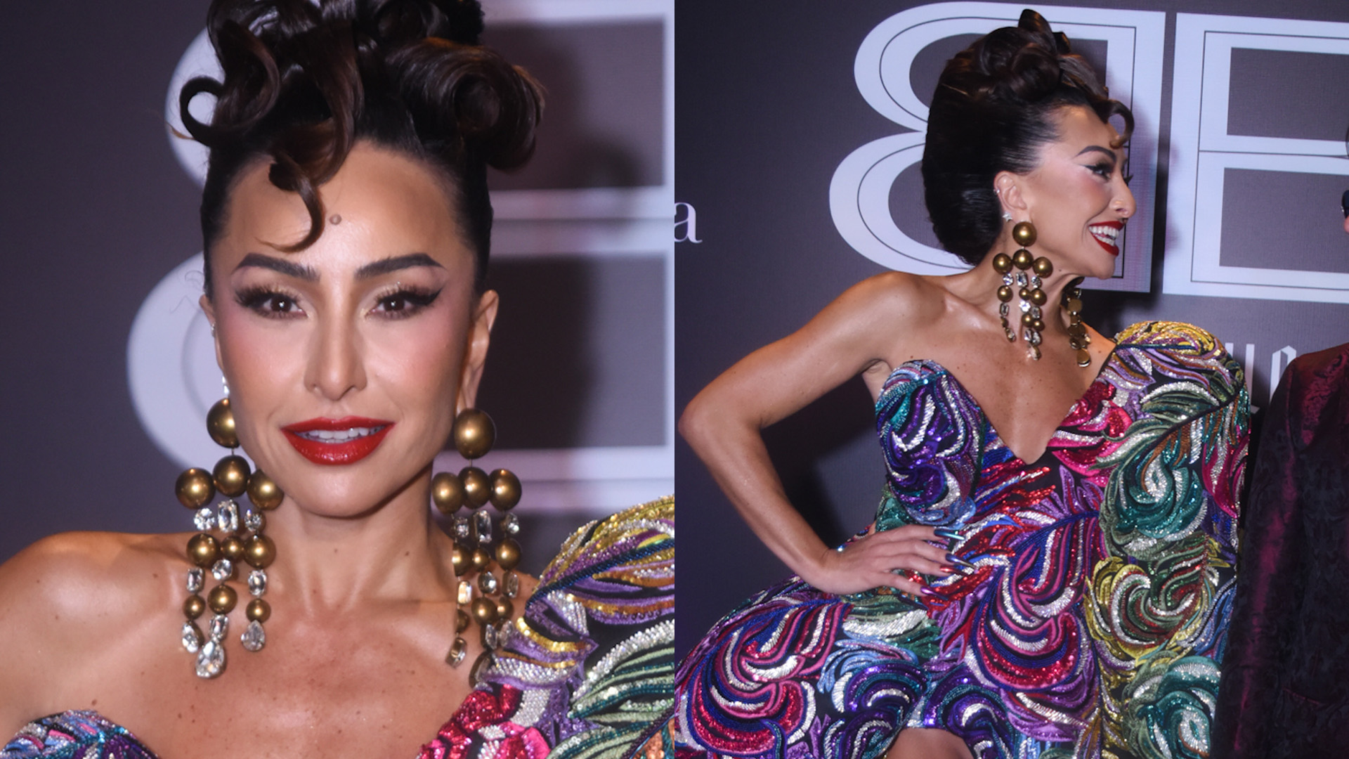 Sem calcinha, Sabrina Sato deixa cantinho da virilha à mostra com vestido de fenda alta