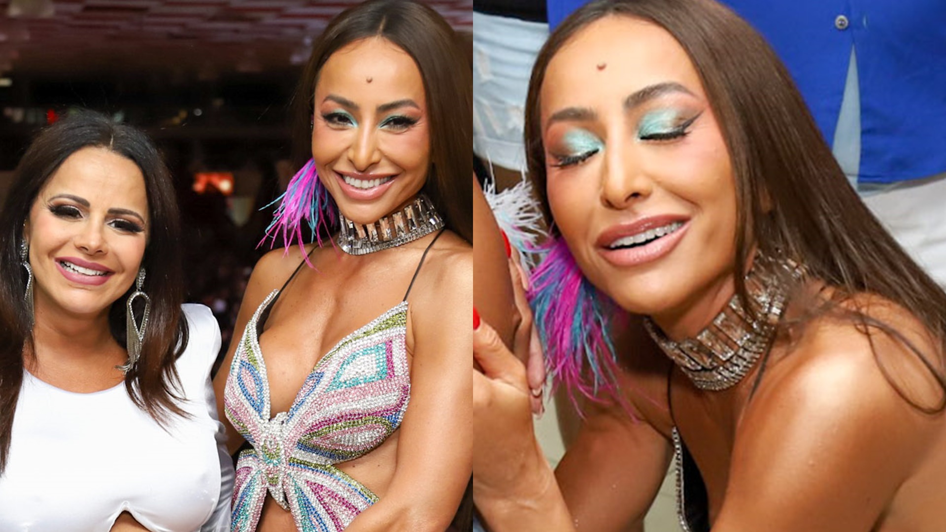 Sabrina Sato faz carinhos no barrigão de Viviane Araújo em encontro de musas; veja fotos
