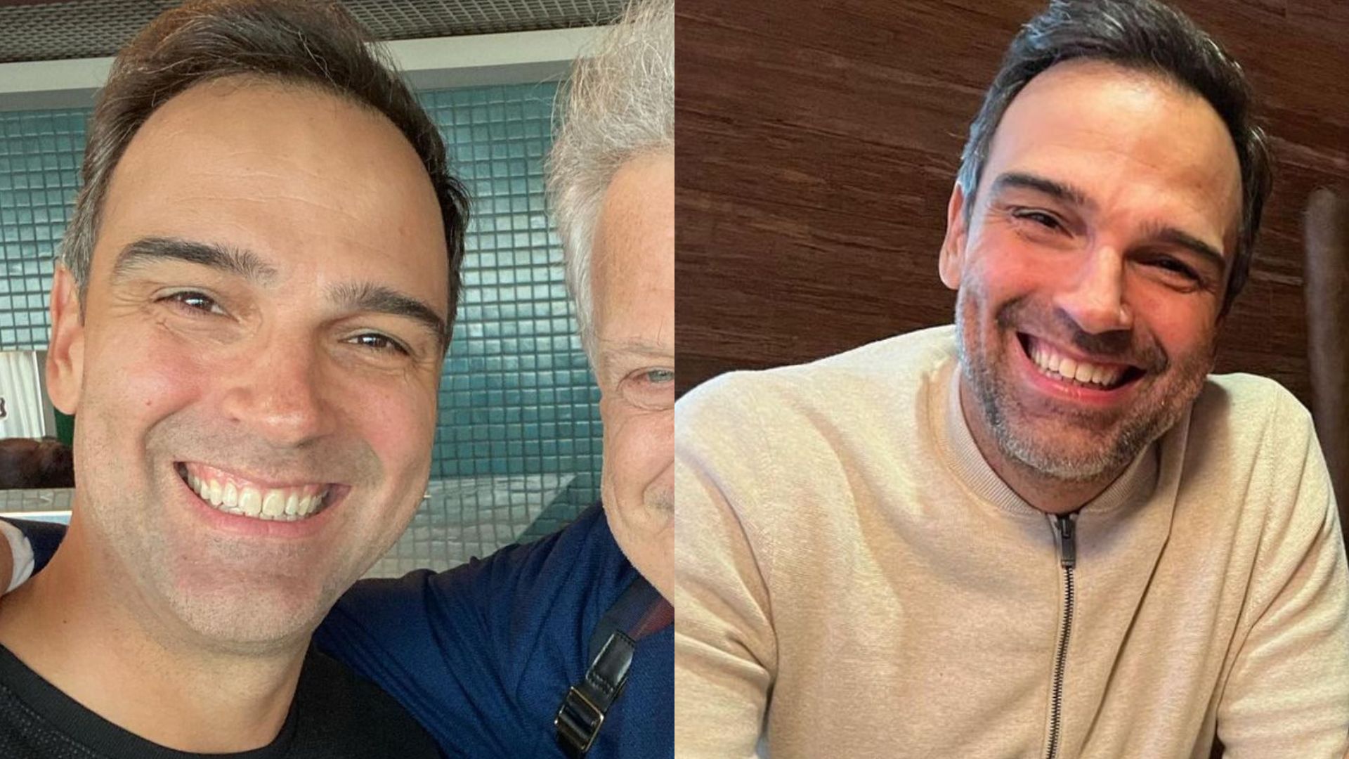 Tadeu Schimdt mostra encontro raro com Pedro Bial e confessa admiração: “Mestre”