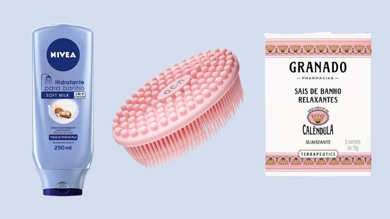 Sais de banho, esfoliante corporal e mais: 7 produtos para um banho relaxante