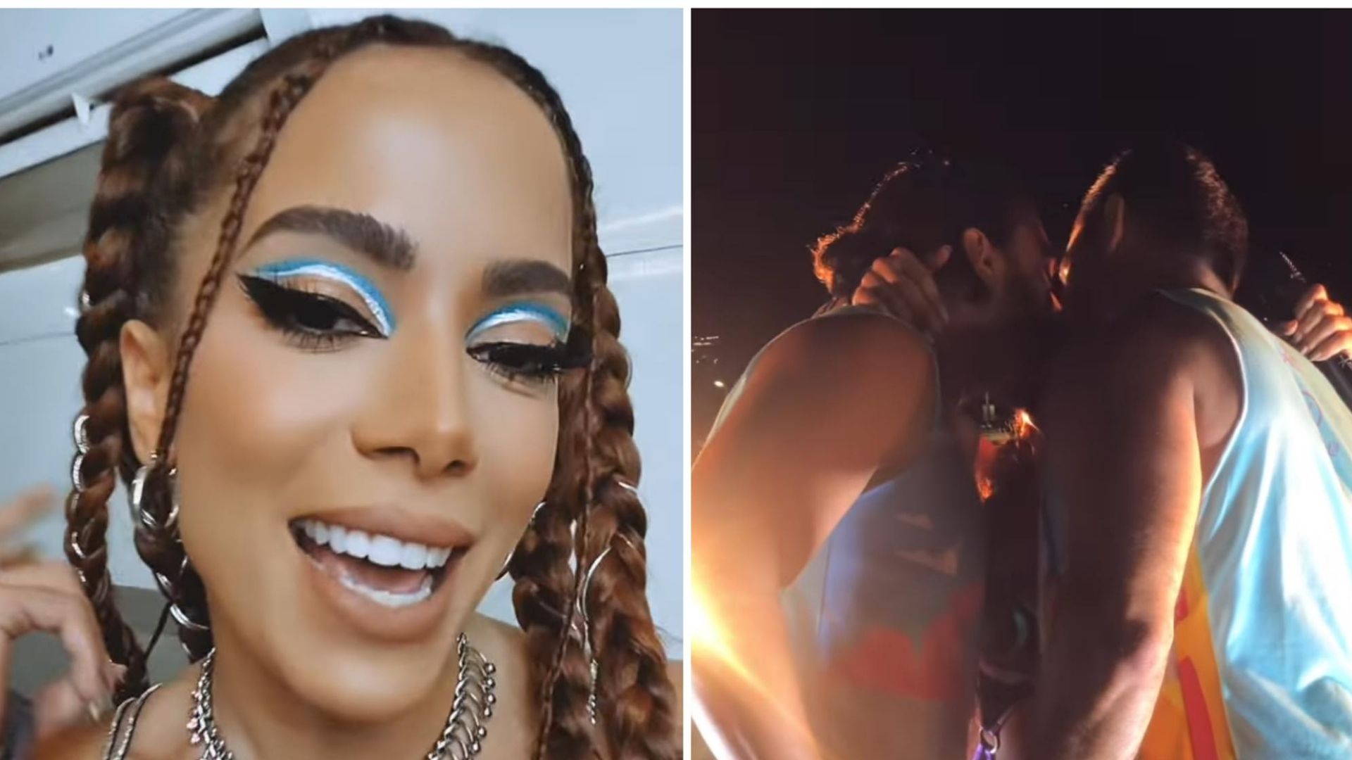 Ousada, Anitta dá beijo triplo em casal de fãs durante show: “Deu tudo certo”