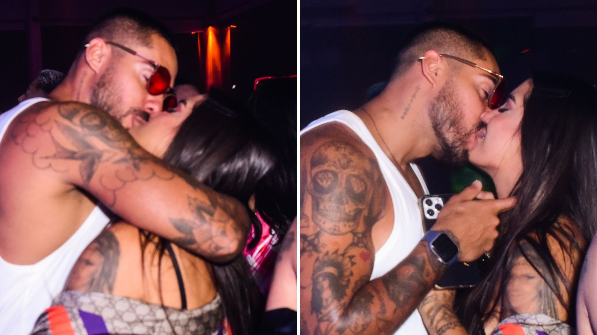Tá ficando sério! Bil Araújo e Marina Ferrari fazem pegação quente em festa