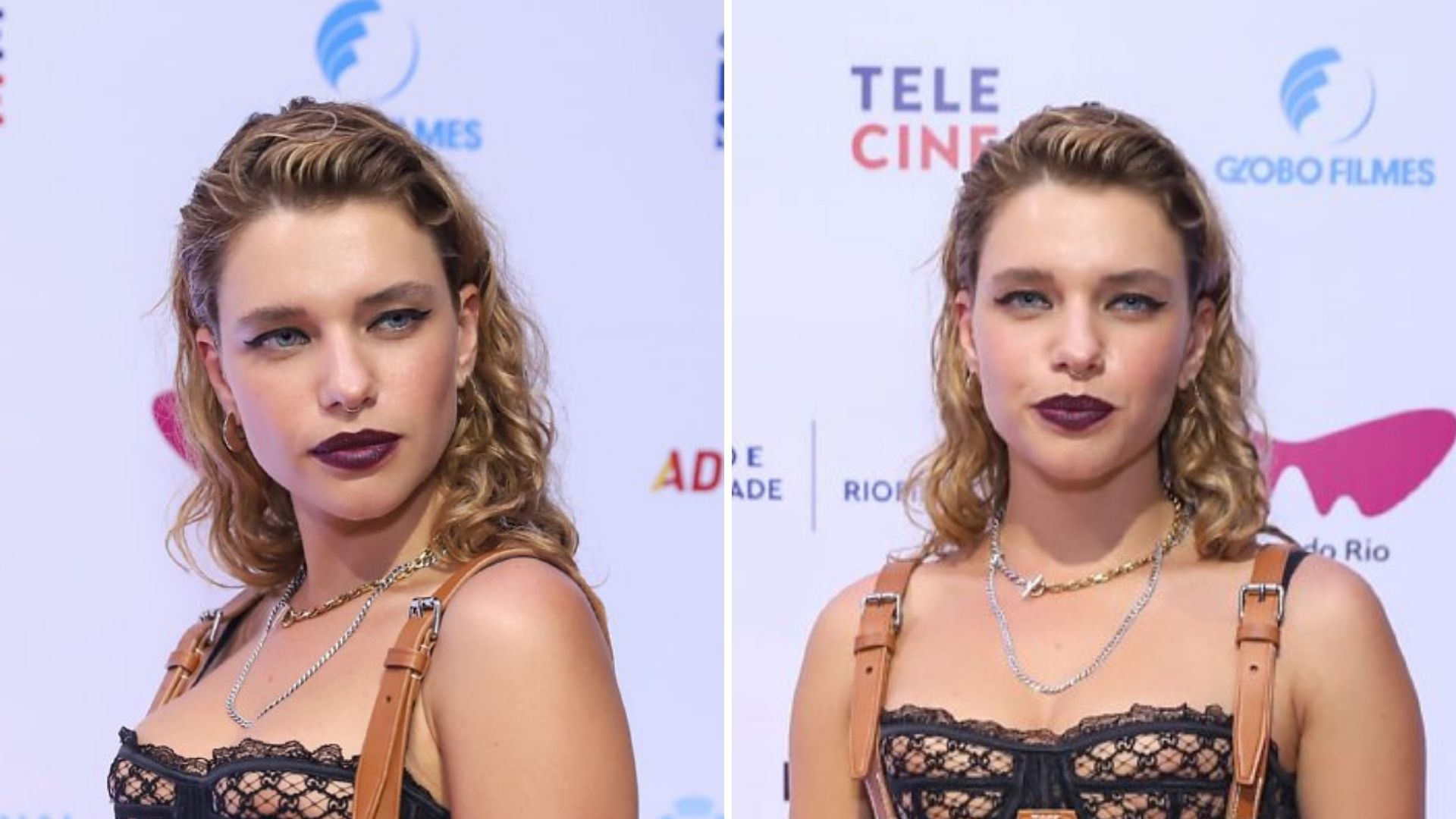 Em evento, Bruna Linzmeyer causa com make bem bruxona e look todo transparente
