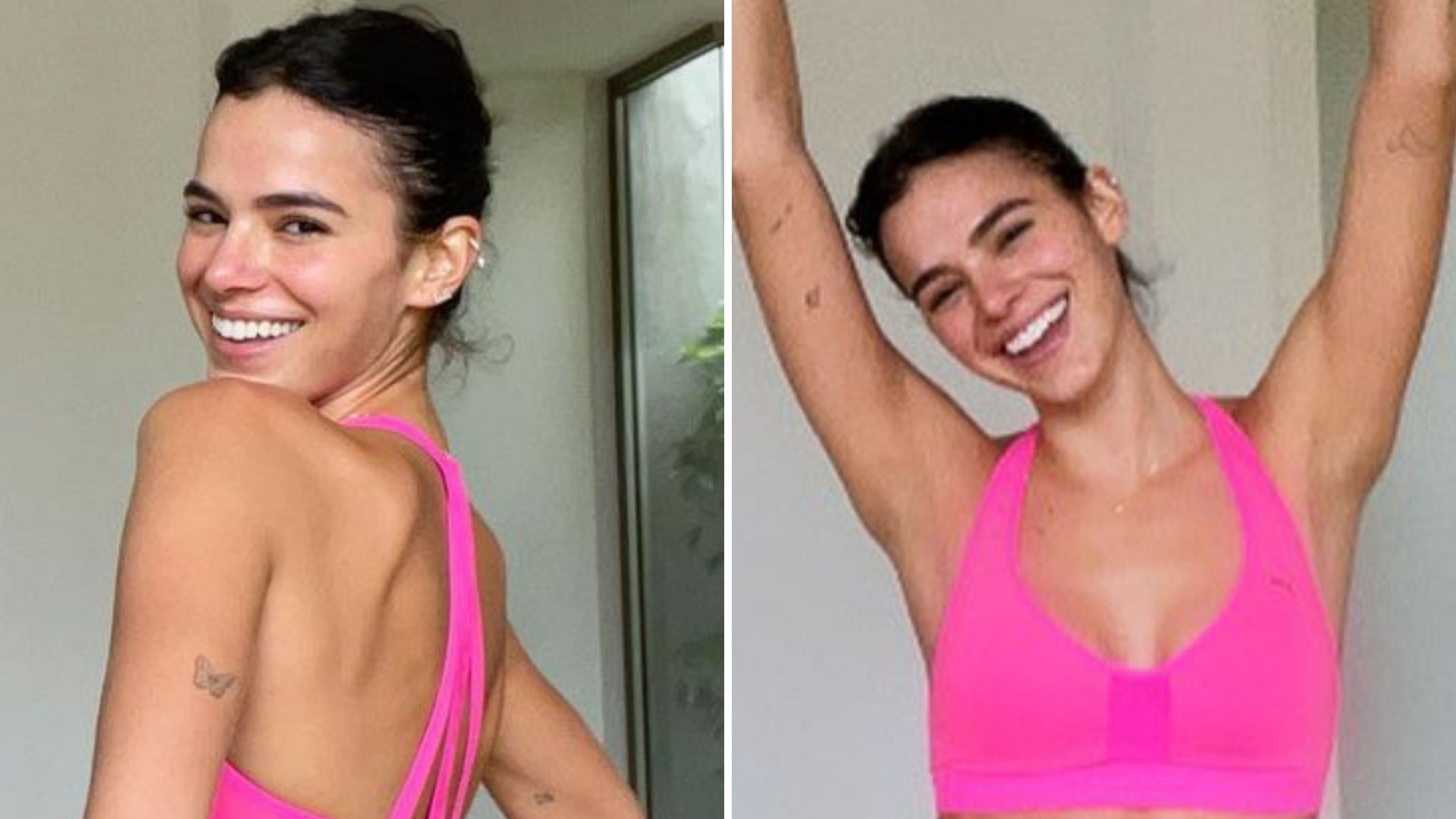 Bruna Marquezine exibe barriga sarada e cinturinha PP pós treino: “Que corpo”
