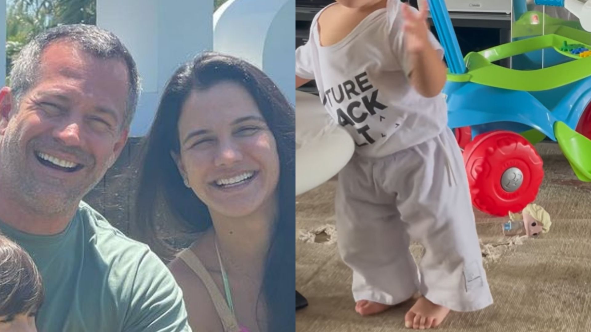 Esposa de Malvino Salvador baba inteira ao ver filho andando: “Primeiros passos”