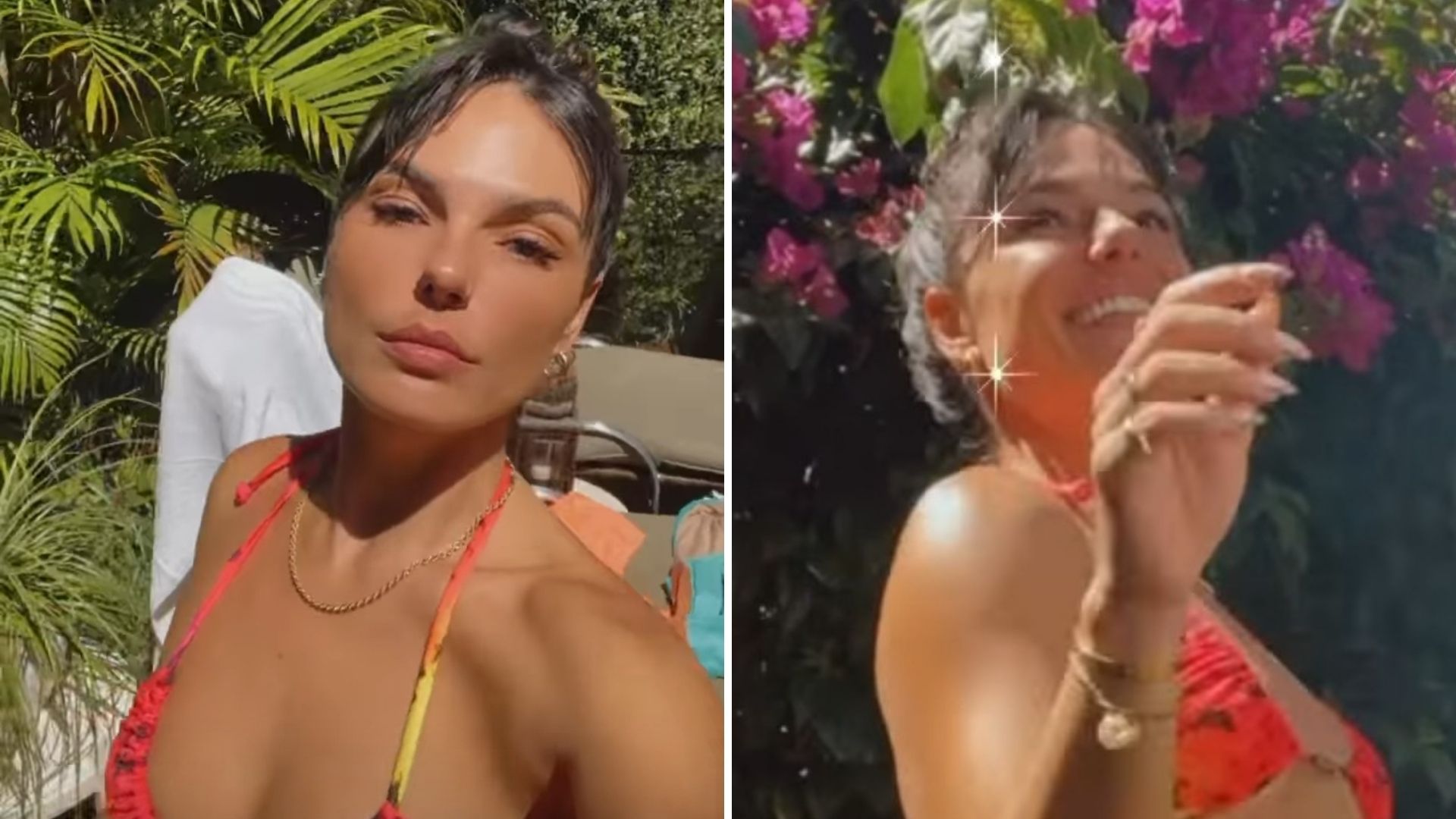 Isis Valverde ostenta corpo invejável renovando o bronzeado e dançando só de biquíni