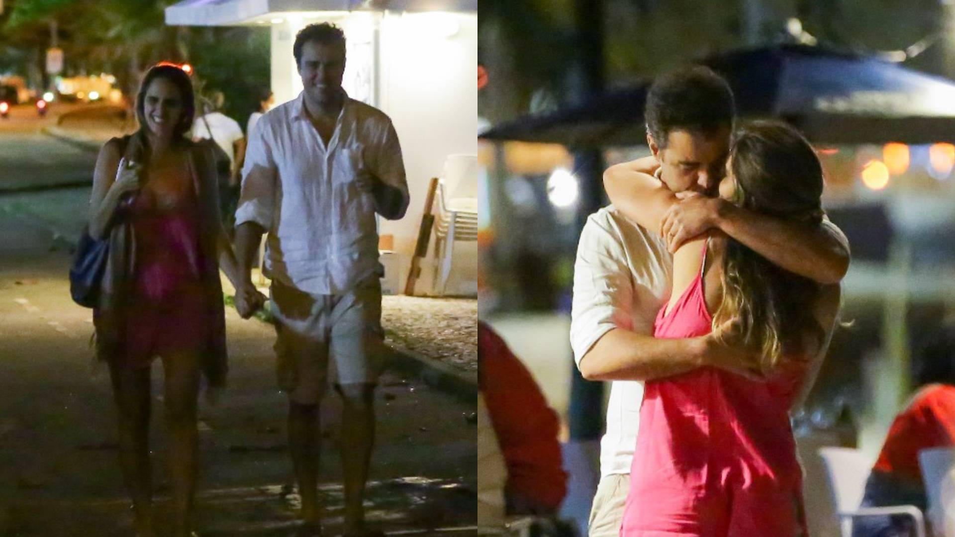 Joaquim Lopes e a esposa trocam beijão quente em ‘vale night’ sem as gêmeas