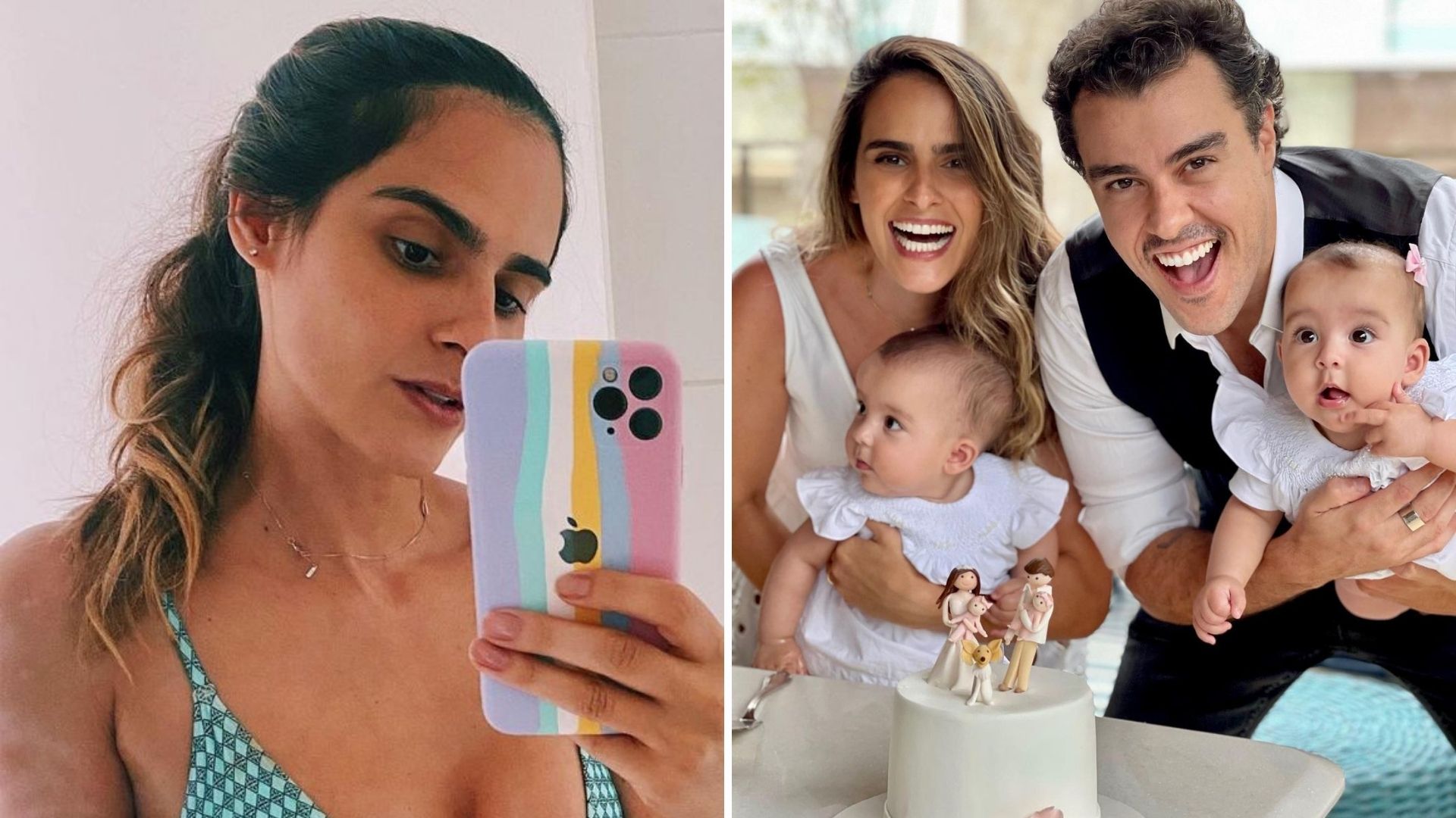 De biquíni, esposa de Joaquim Lopes fala do corpo após 9 meses do parto: “Não voltou”