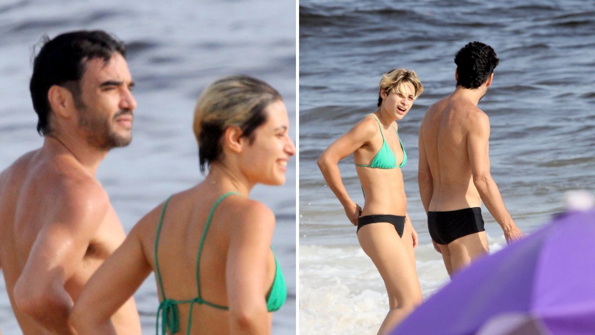 Caio Blat vai à praia com Luisa Arraes e ‘volumão’ volta a aparecer