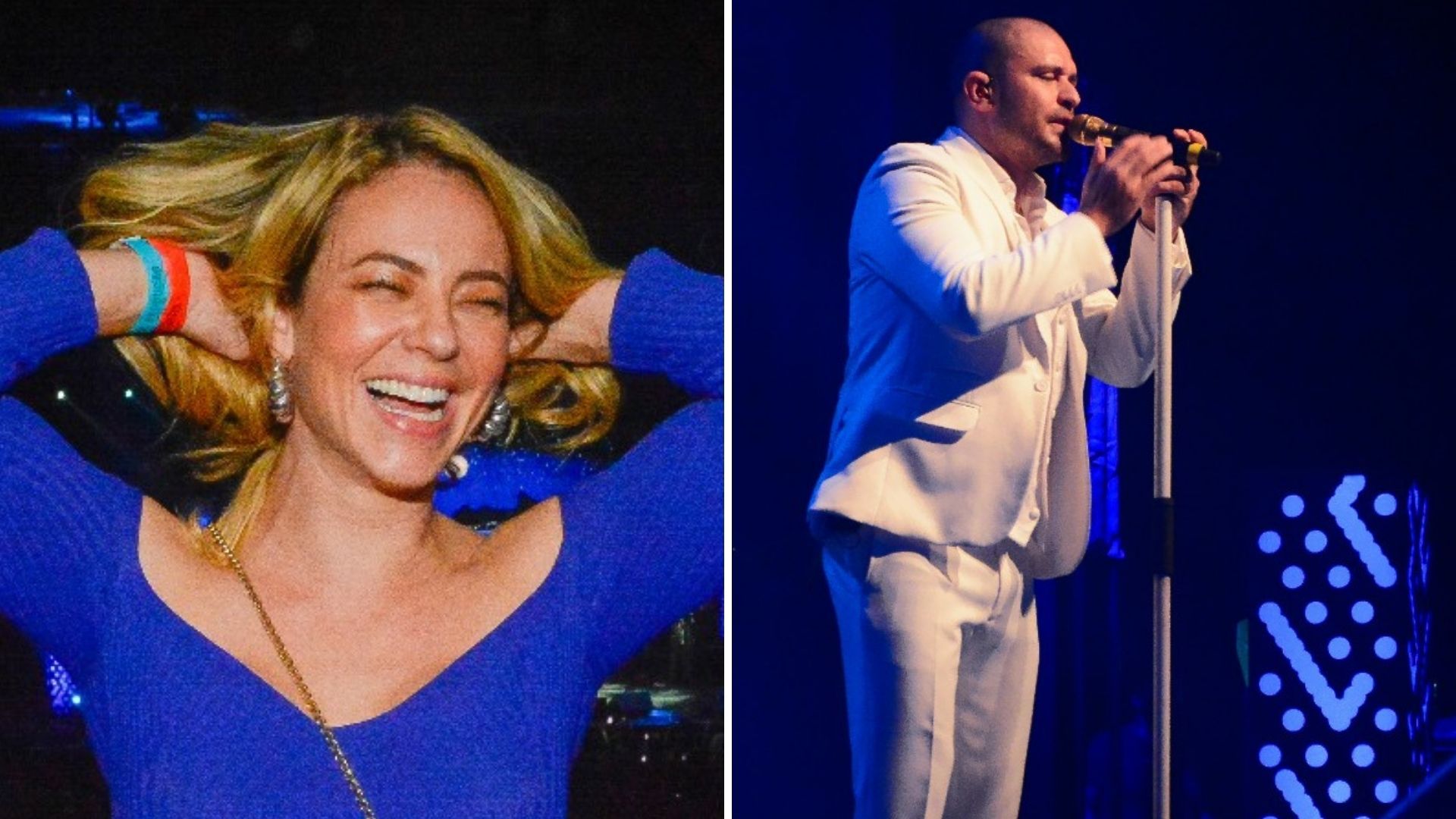Soltinha, Paolla Oliveira usa look ousado, bebe e se empolga em show do namorado