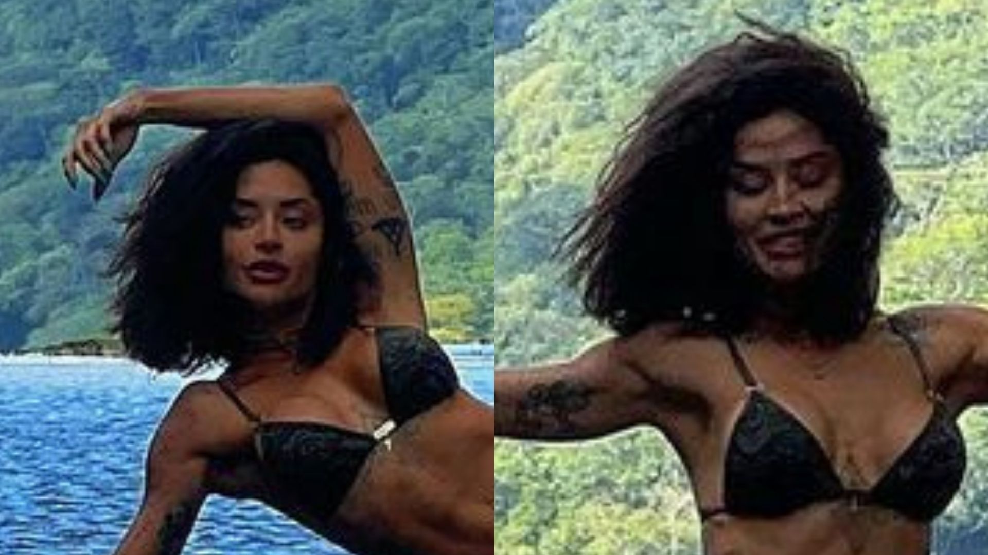 De biquíni, Aline Campos exibe abdome sensacional em lago paradisíaco: “Incrível”