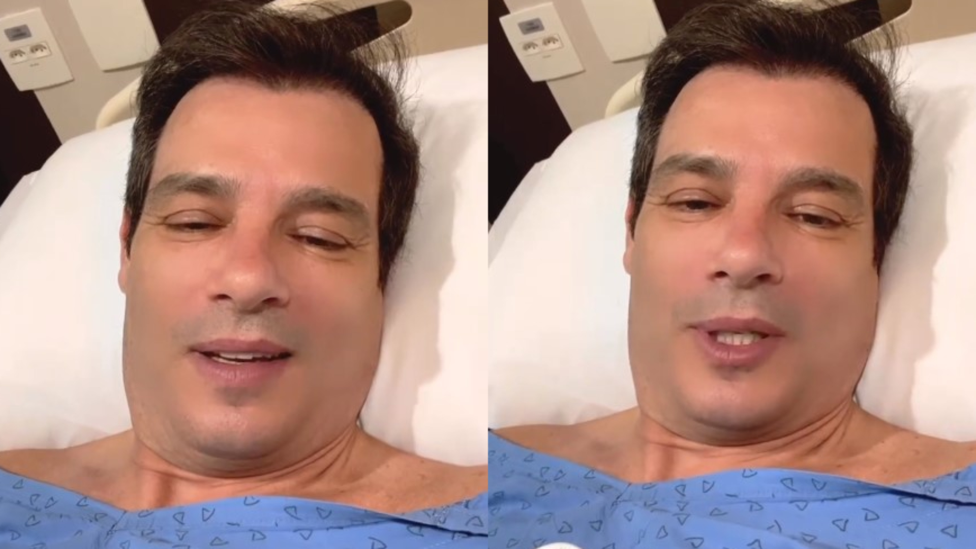 Celso Portiolli surge em cama de hospital durante tratamento contra câncer