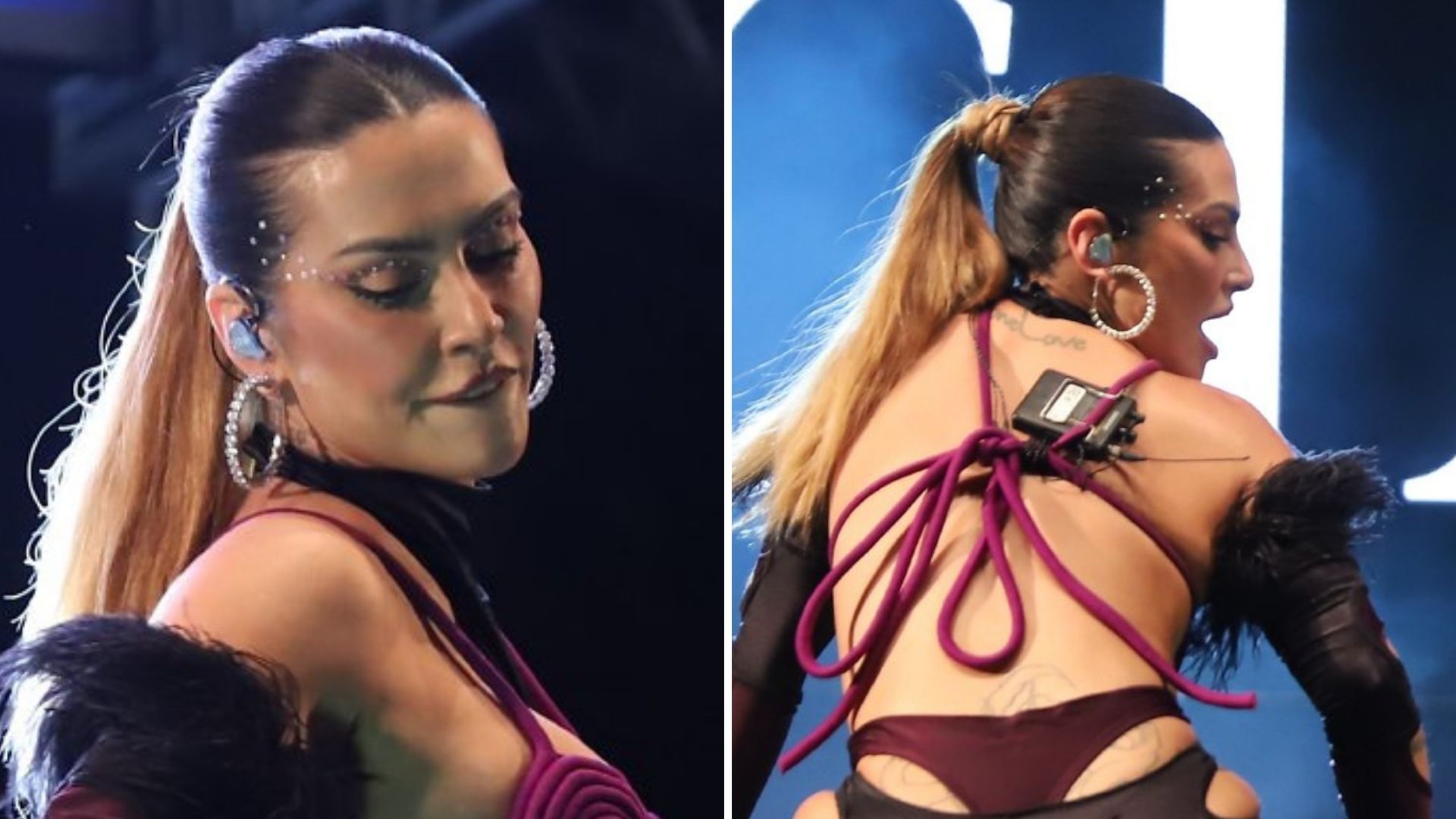 Poderosa! Cleo rebola muito ao subir no palco com calcinha à mostra e sutiã de crochê