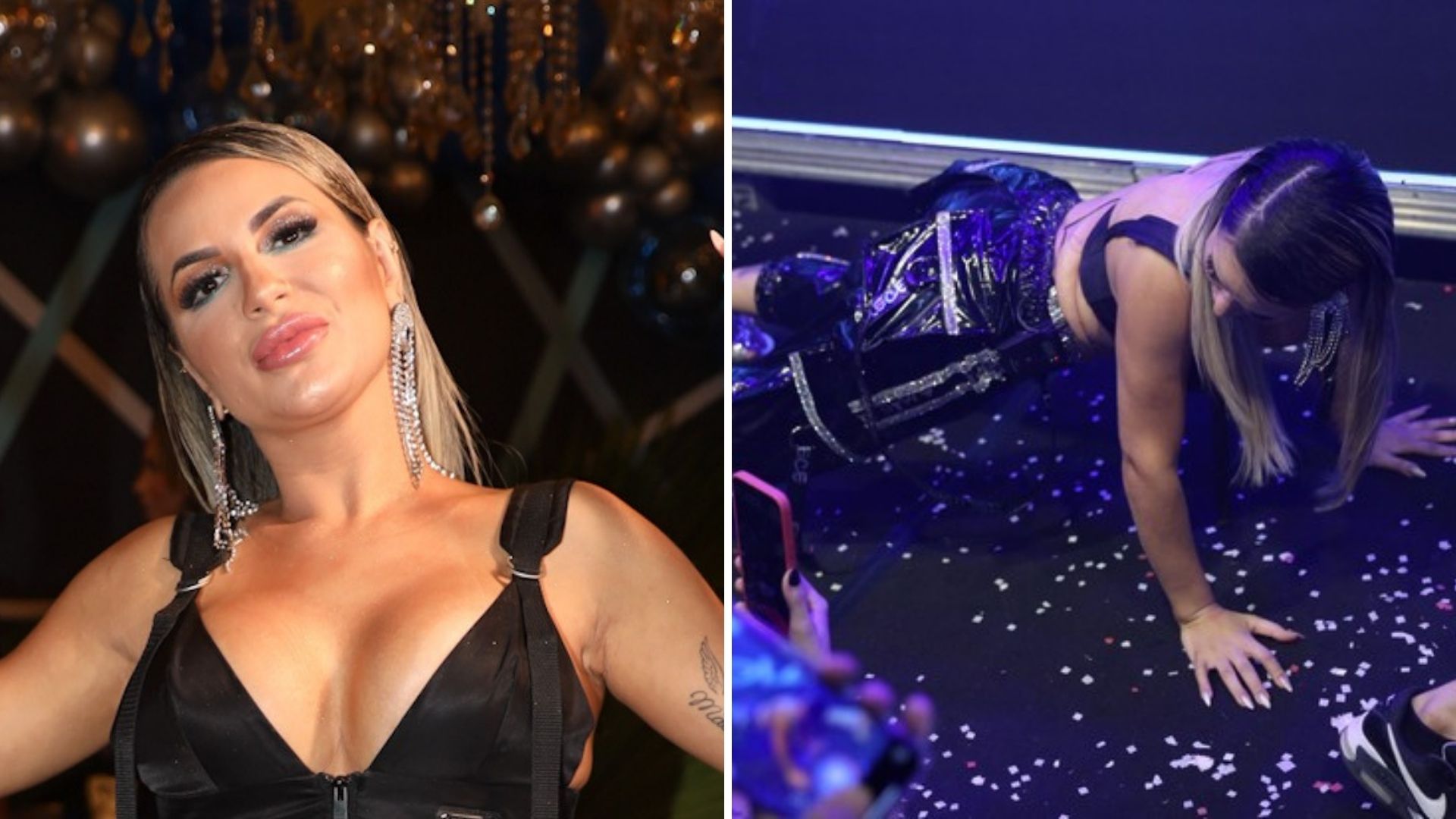 Deolane Bezerra elege look quente, se joga no palco e mostra bumbum poderoso