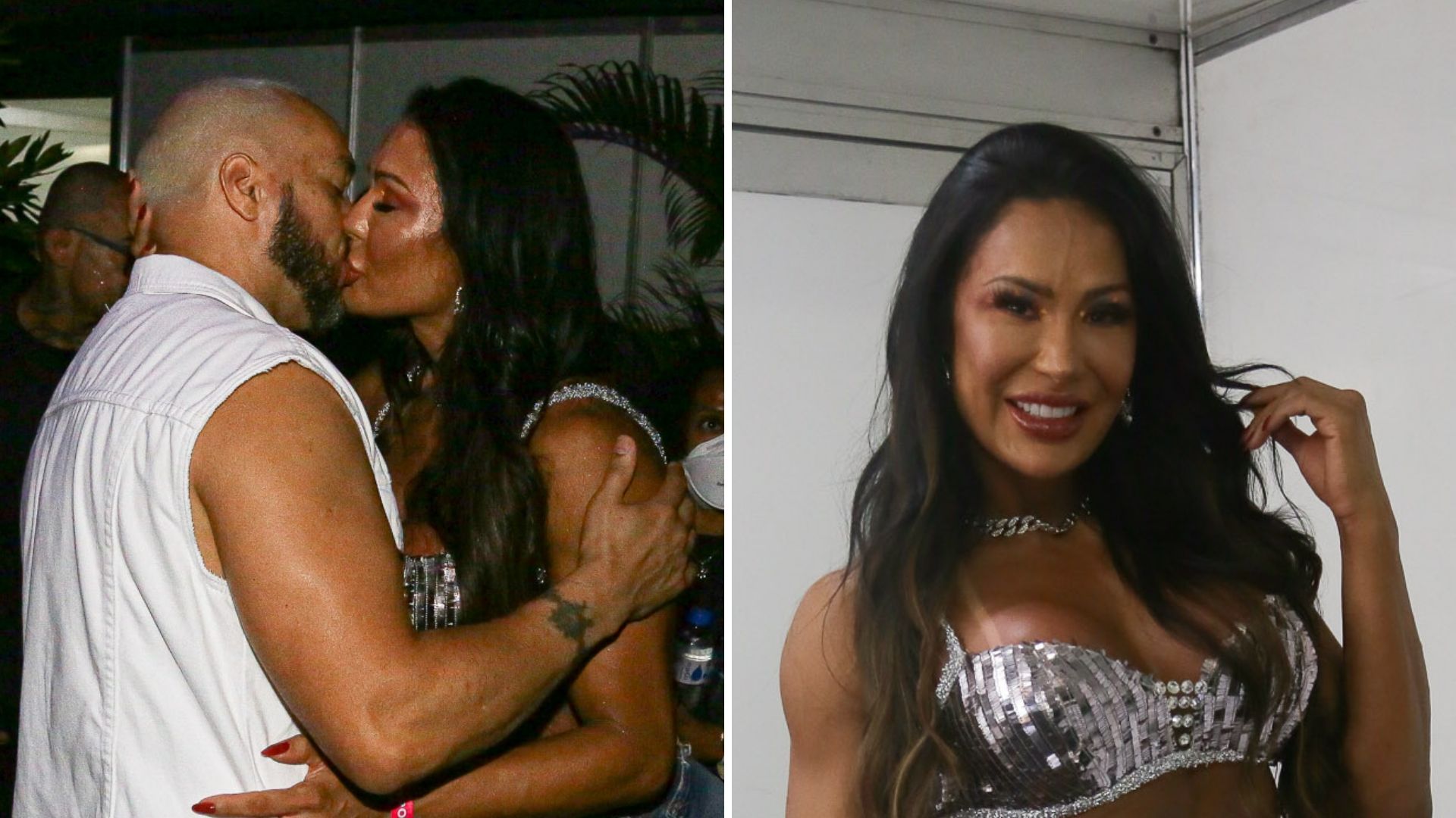 Em show de Belo, Gracyanne Barbosa causa com look sexy e protagoniza beijos quentes