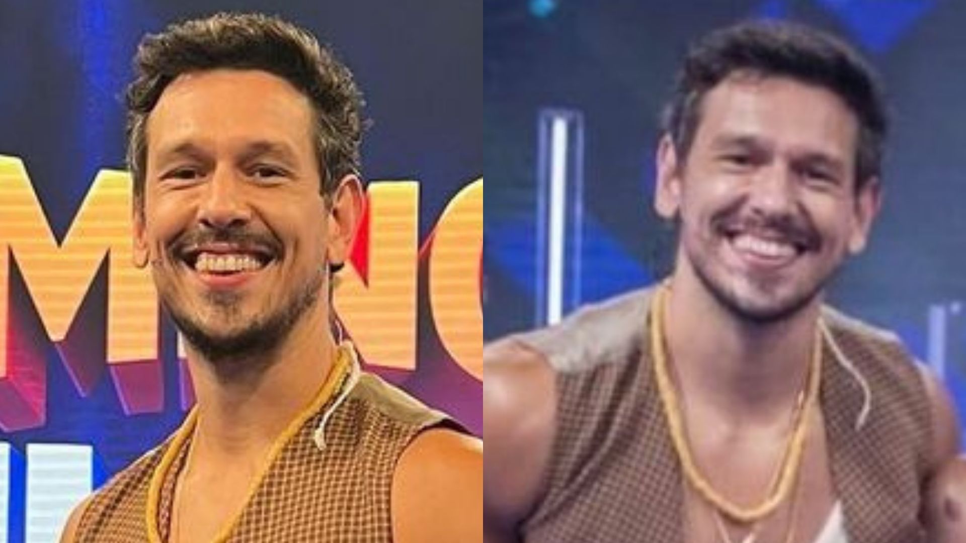 João Vicente deixa brações à mostra em look ousado para o ‘Domingão’: “Gostoso”