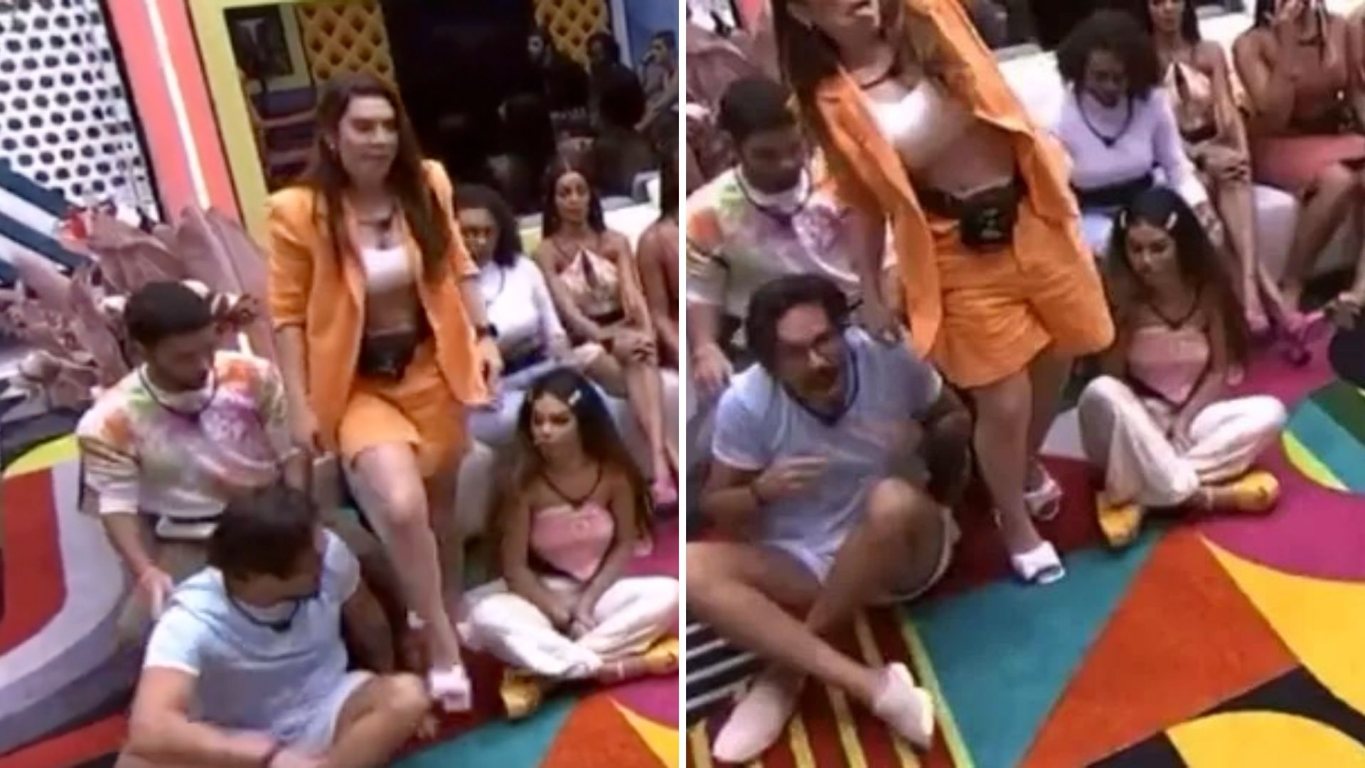 BBB22: Como assim? Naiara pisa na mão de Eliezer e agradece: “Obrigado, Deus”